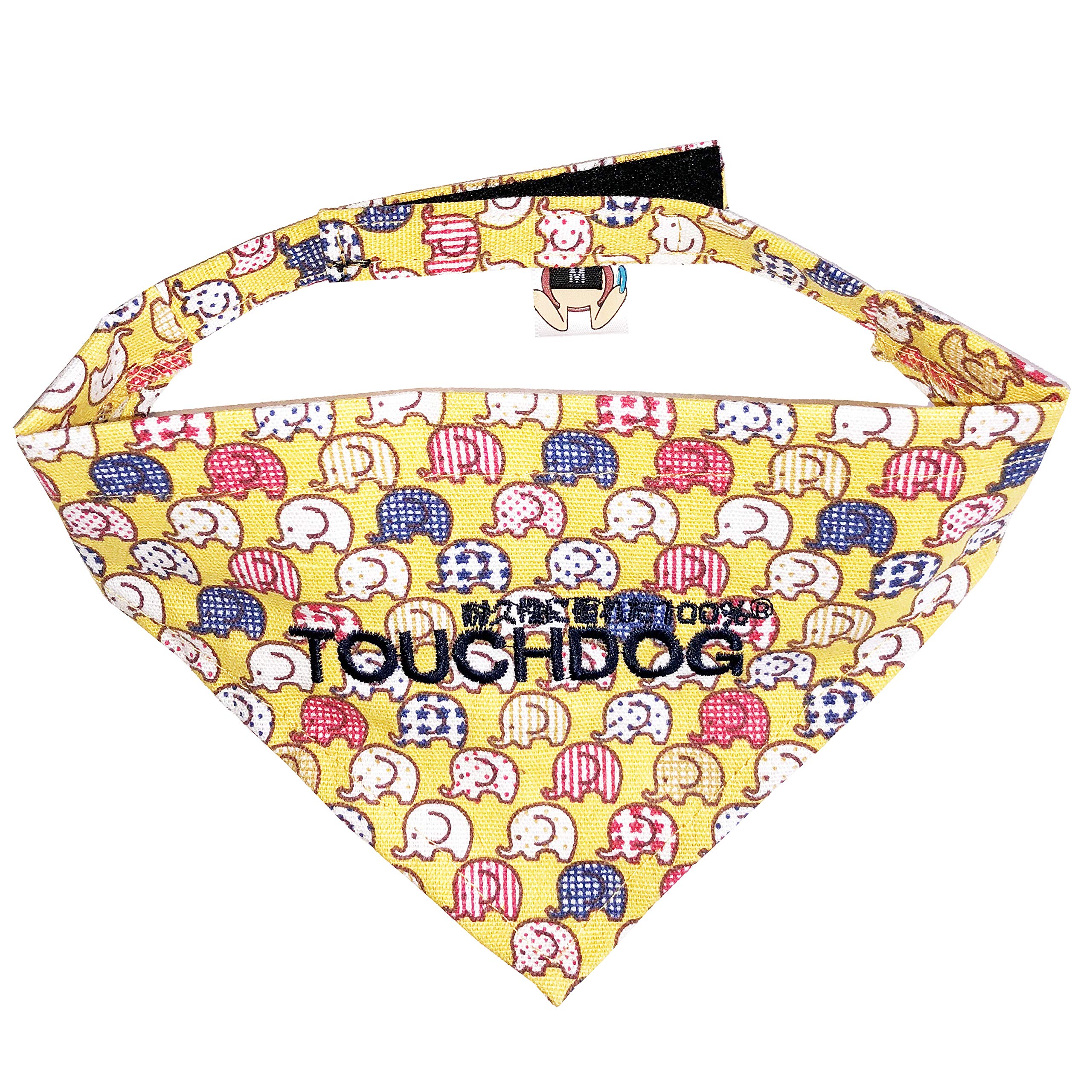 Touchdog Bad-to-The-Bone Elephant Patterned Fashion Pet Bandana for Dogs - Dog Bandana with Hook-and-Loop enclosures for Easy 