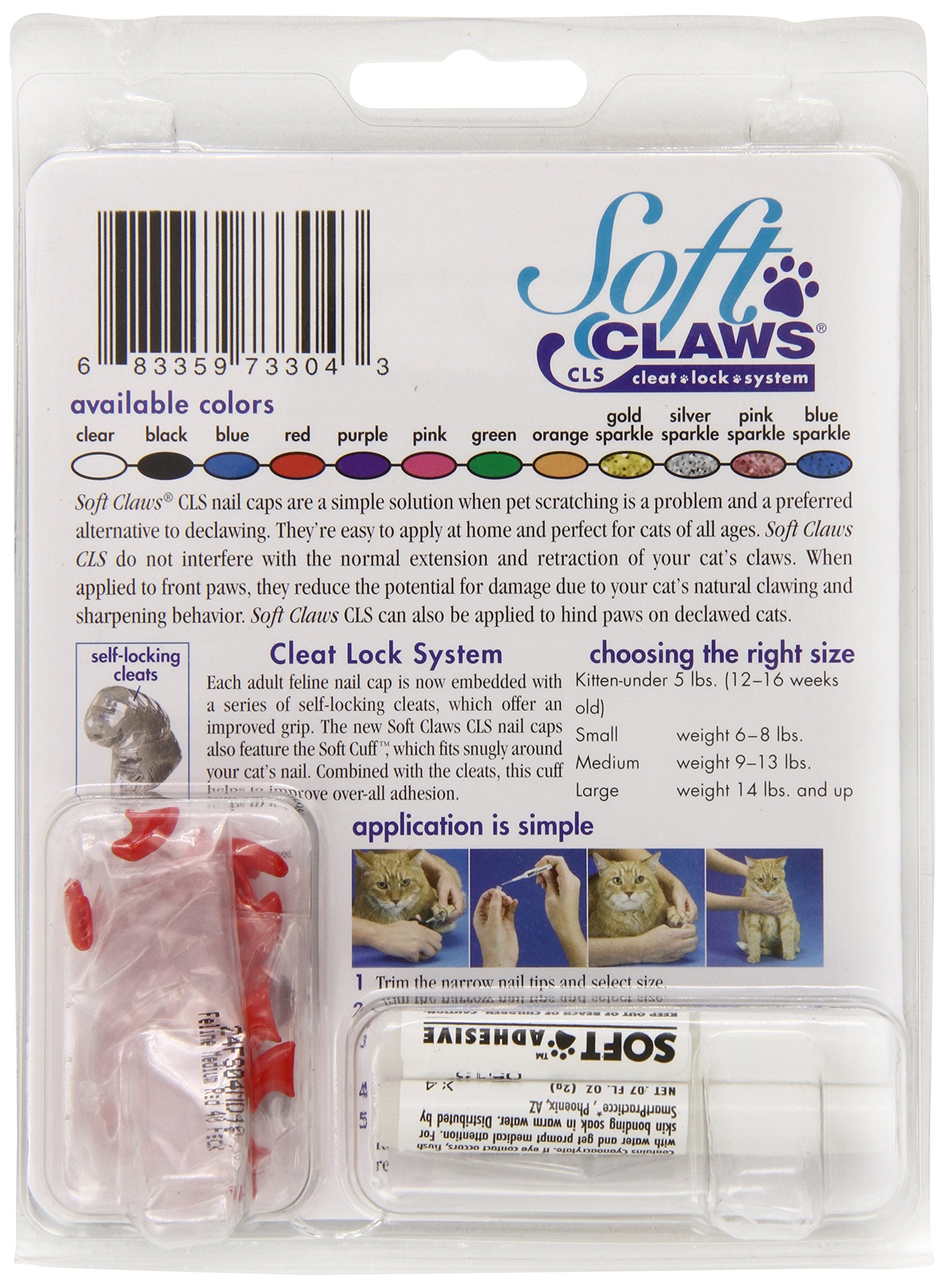 Soft Claws For Cats - Cls (Cleat Lock System), Size Medium, Color Red