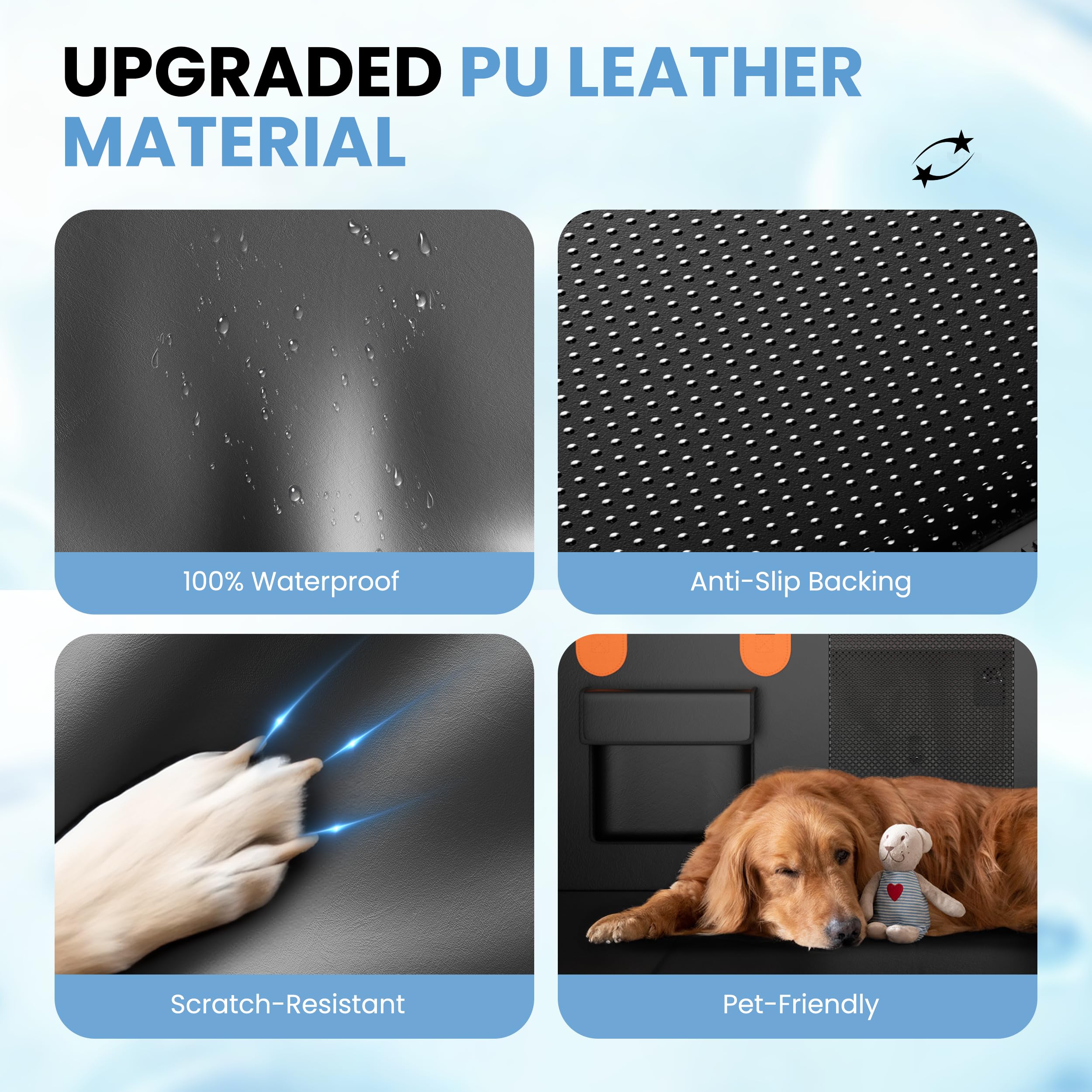 Dog Car Seat Cover For Back Seat, Hard Bottom Back Seat Extender For Dogs, Waterproof Dog Hammock For Truck Support To 400Lbs, C