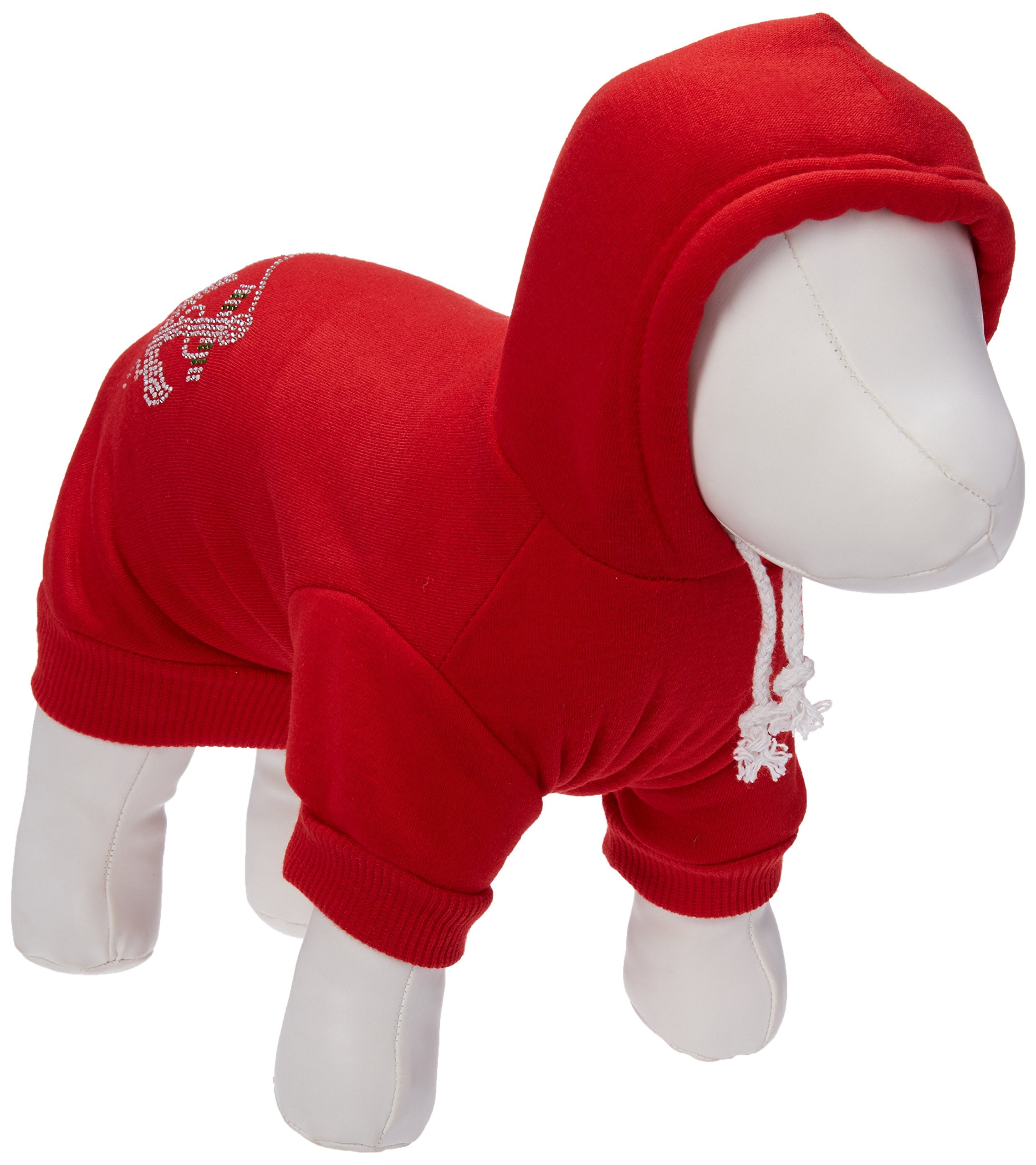 Mirage Pet Products 12-Inch Rhinestone Anchors Hoodies, Medium, Red