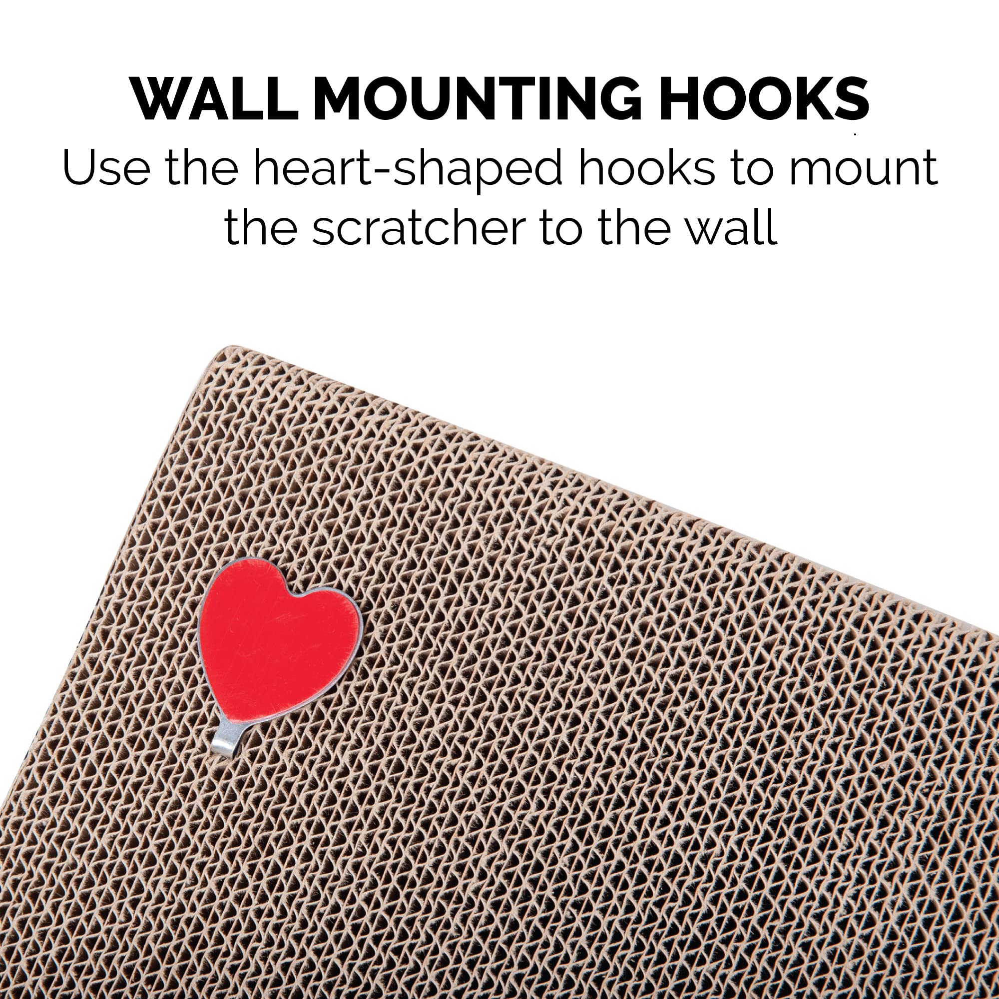 Furhaven 2-Pack Scratching Boards w/ Catnip & Wall-Mounting Hooks for Indoor Cats, Reversible - Wall-Mounted Corrugated Cat Scra