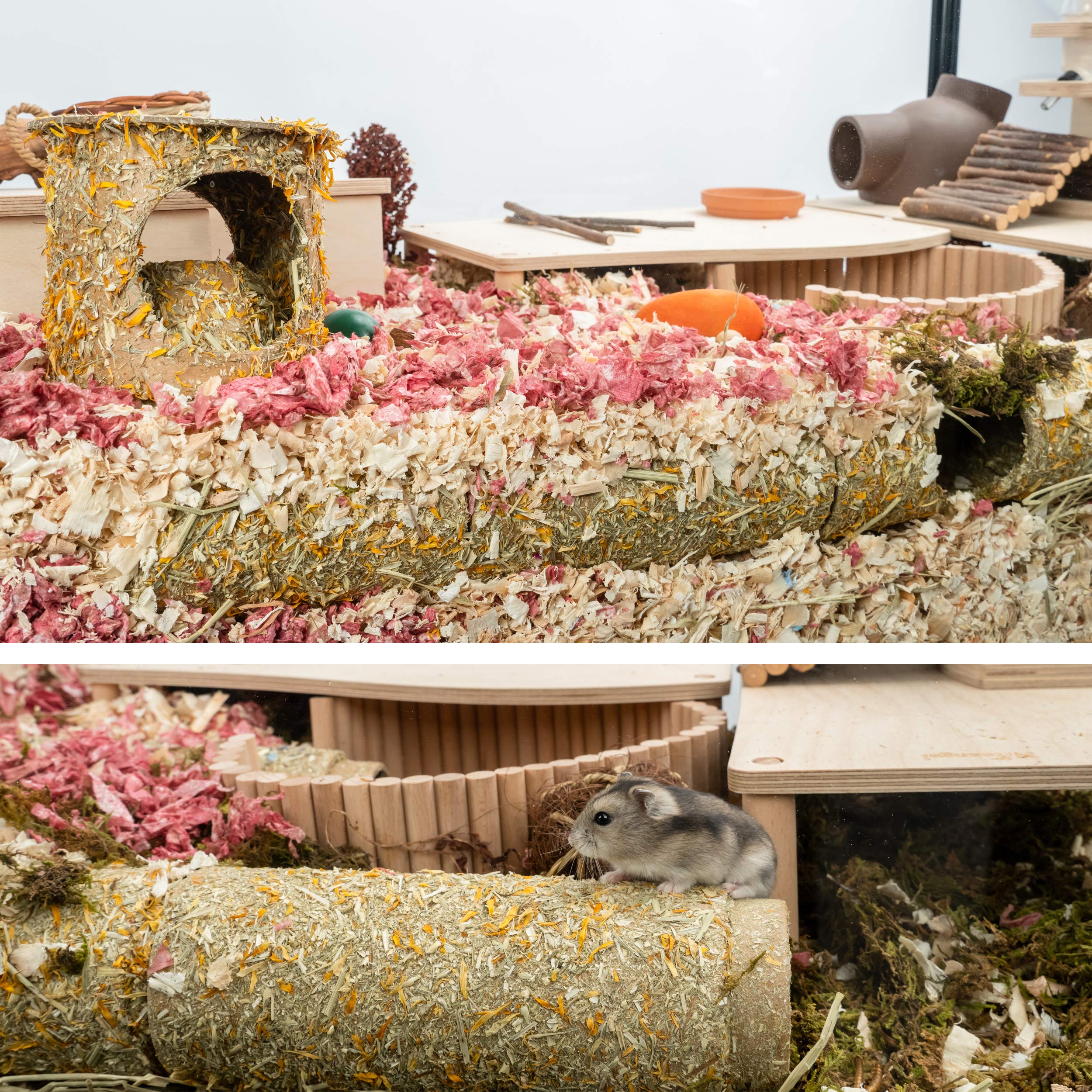 Niteangel Creative & Composable Hamster Tunnel: - Diy & Build Unique Tube Burrow As Hideout For Small Sized Animals Like Hamsters Mouse Gerbils Mice (T-Shape)