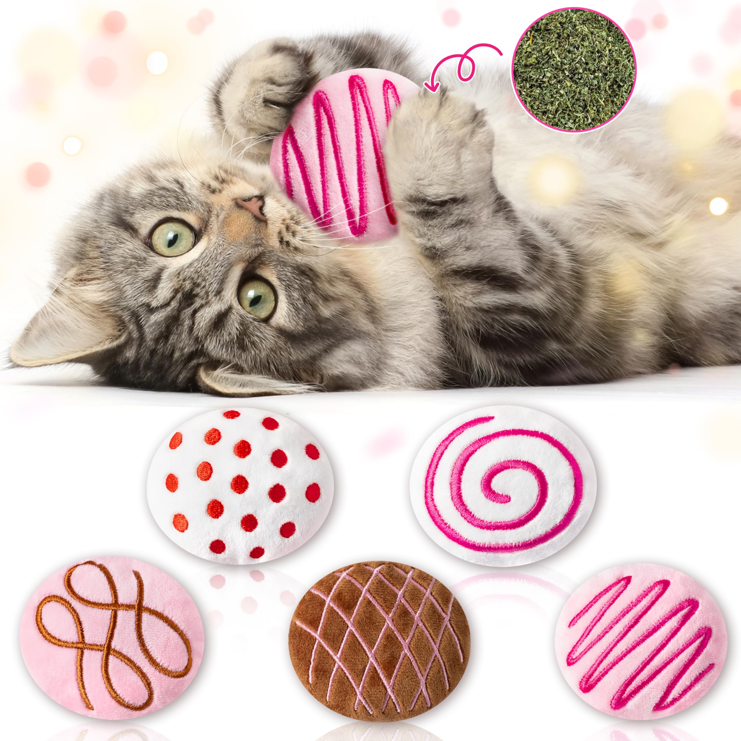 Mallmall6 Catnip Toys For Cat - 5Pcs Chocolate Truffles Catmint Interactive Teething Chew Kick Cat Toy For Indoor Kitten, Soft C