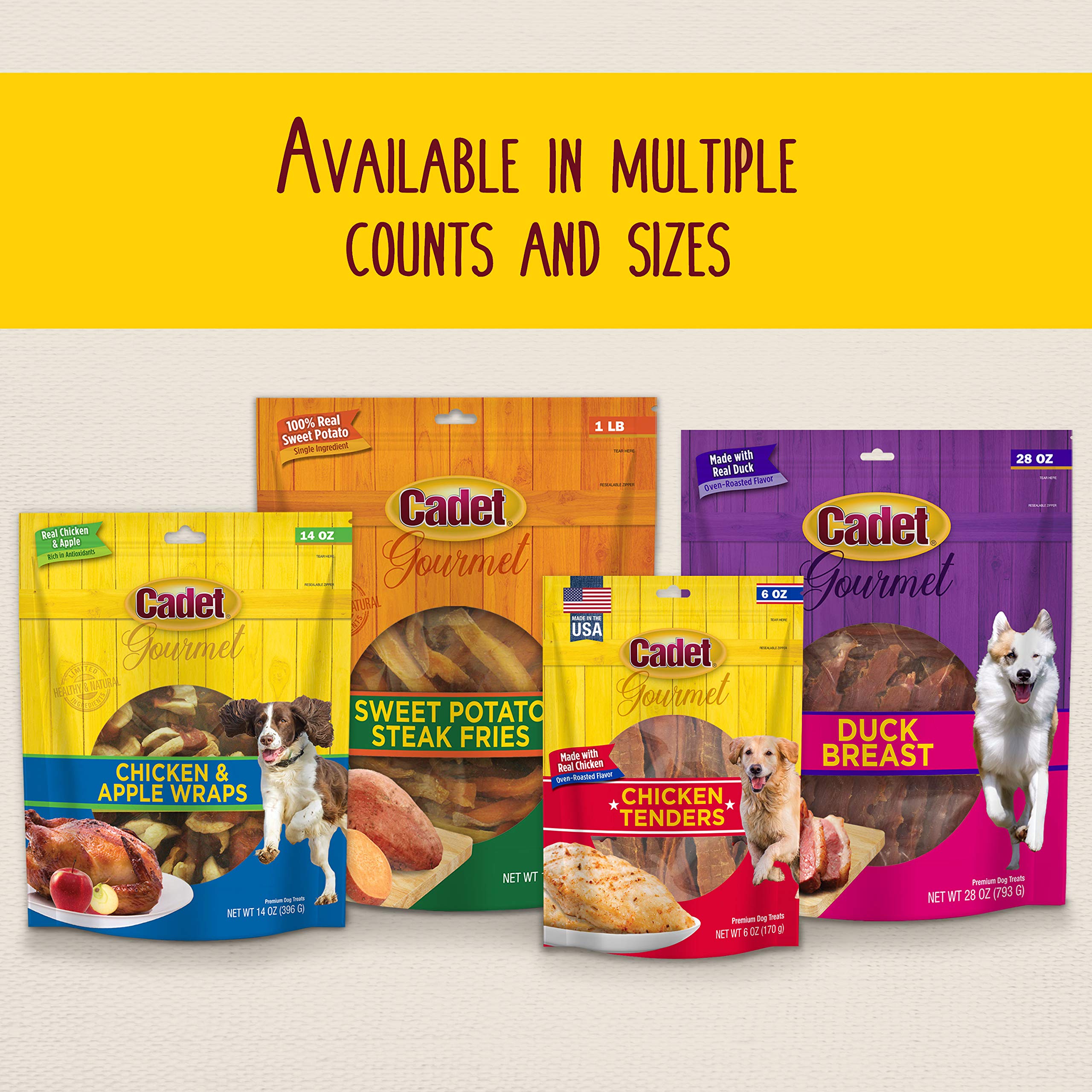 Cadet Gourmet Sweet Potato & Duck Wraps Dog Treats - Healthy & Natural Duck & Sweet Potato Dog Training Treats for Small & Large