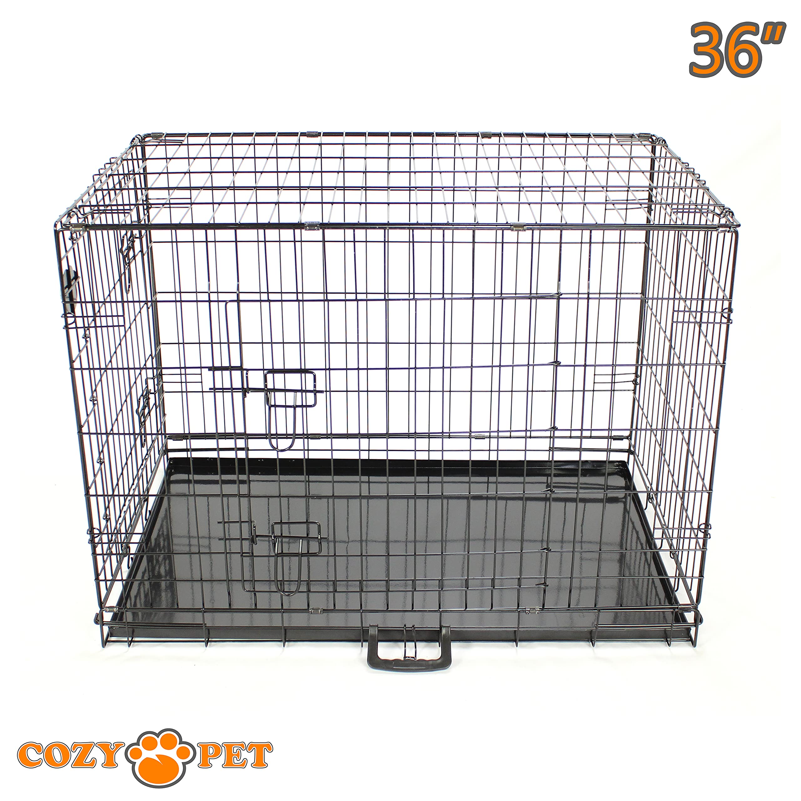 Cozy Pet Dog Cage 36' Black Metal Tray Folding Puppy Crate Cat Carrier Dog Crate Dc36B. (We Do Not Ship To The Channel Islands.)
