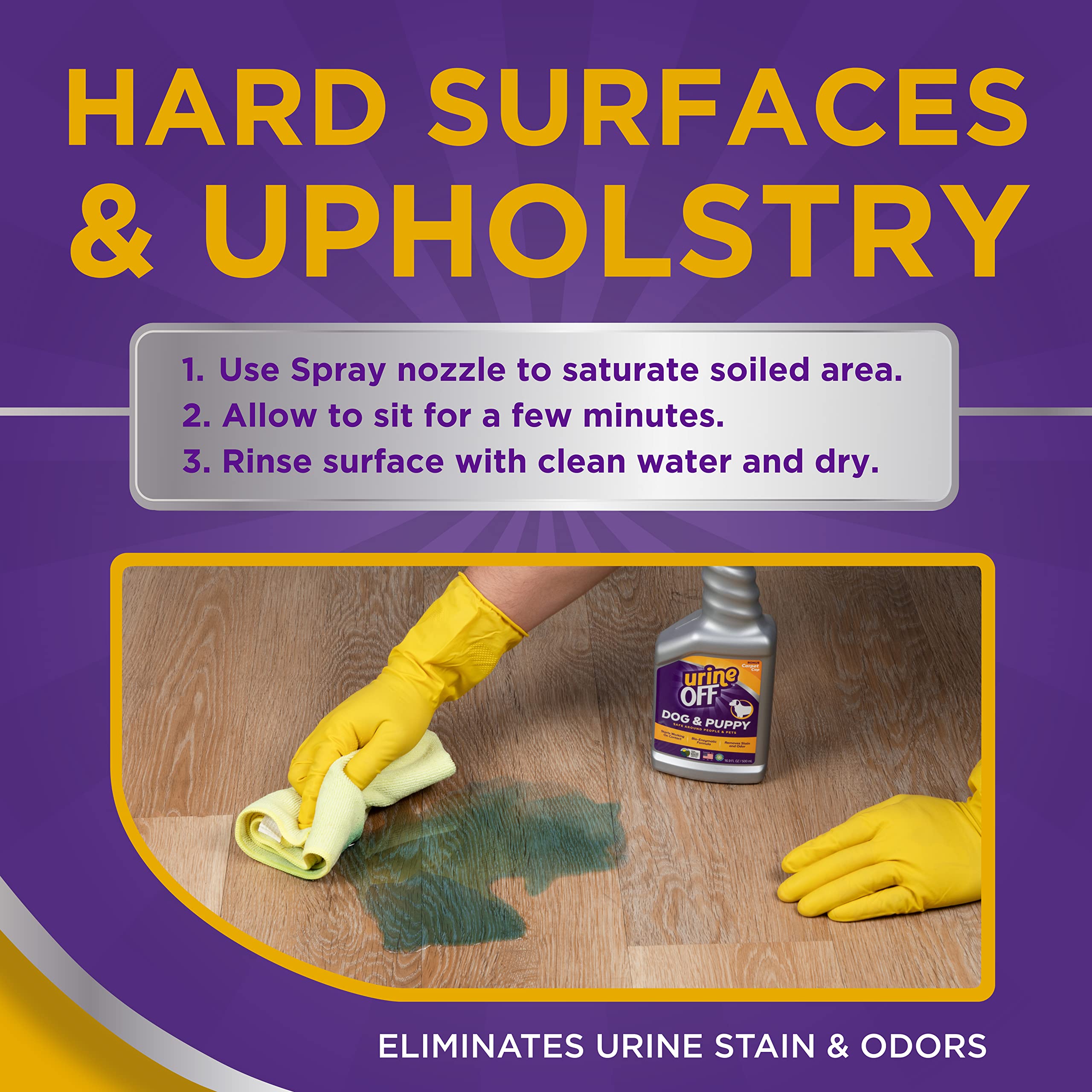 Urine Off Puppy & Dog Odor & Stain Remover| Fresh Scent Carpet Cleaner Spray | Bio Enzymatic Stain & Urine Odor Eliminator | Pet