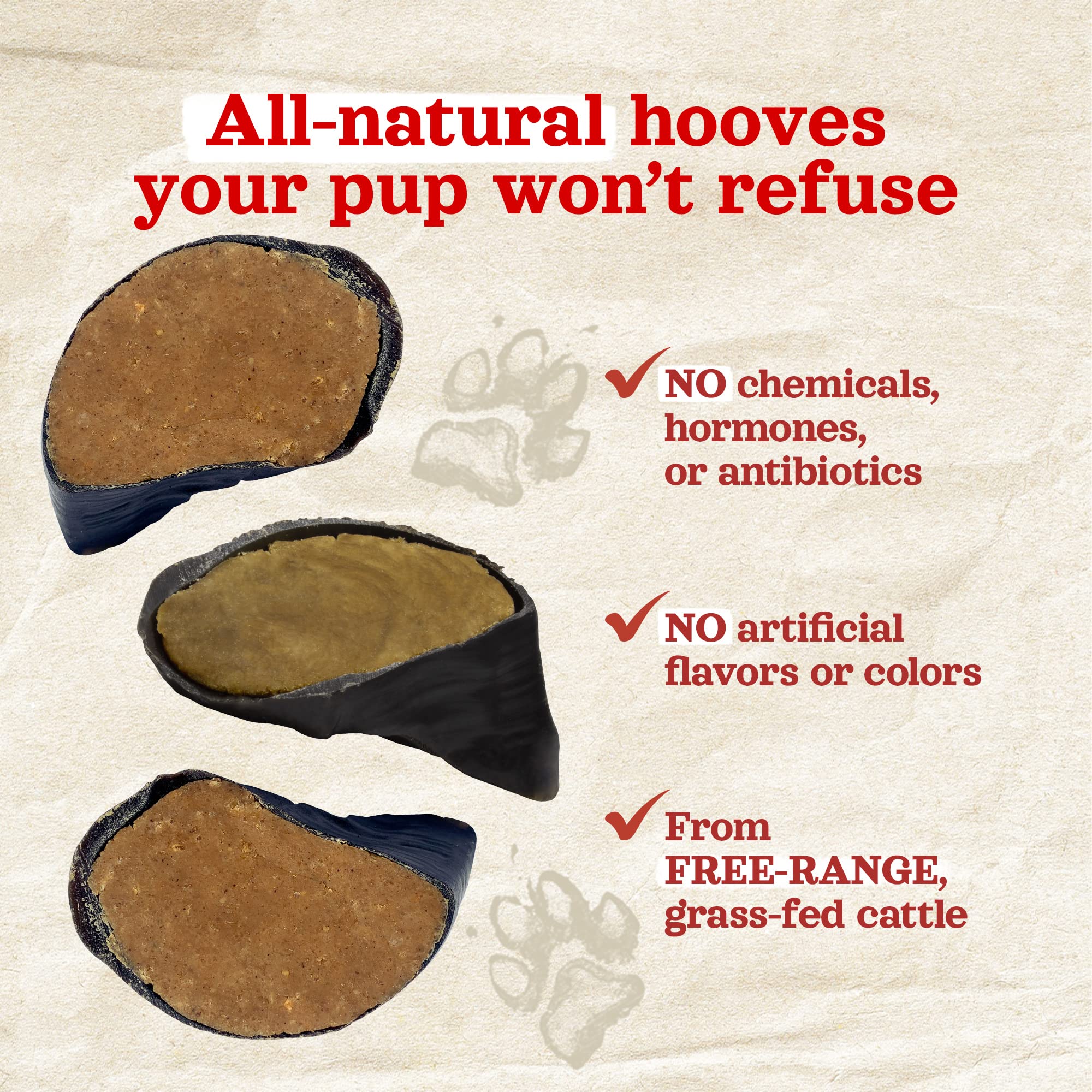 Natural Farm Bacon & Cheese Flavor Filled Cow Hooves for Dogs (4-Pack), Long-Lasting Natural Hoof Beef Bone Treats, Best for Sma