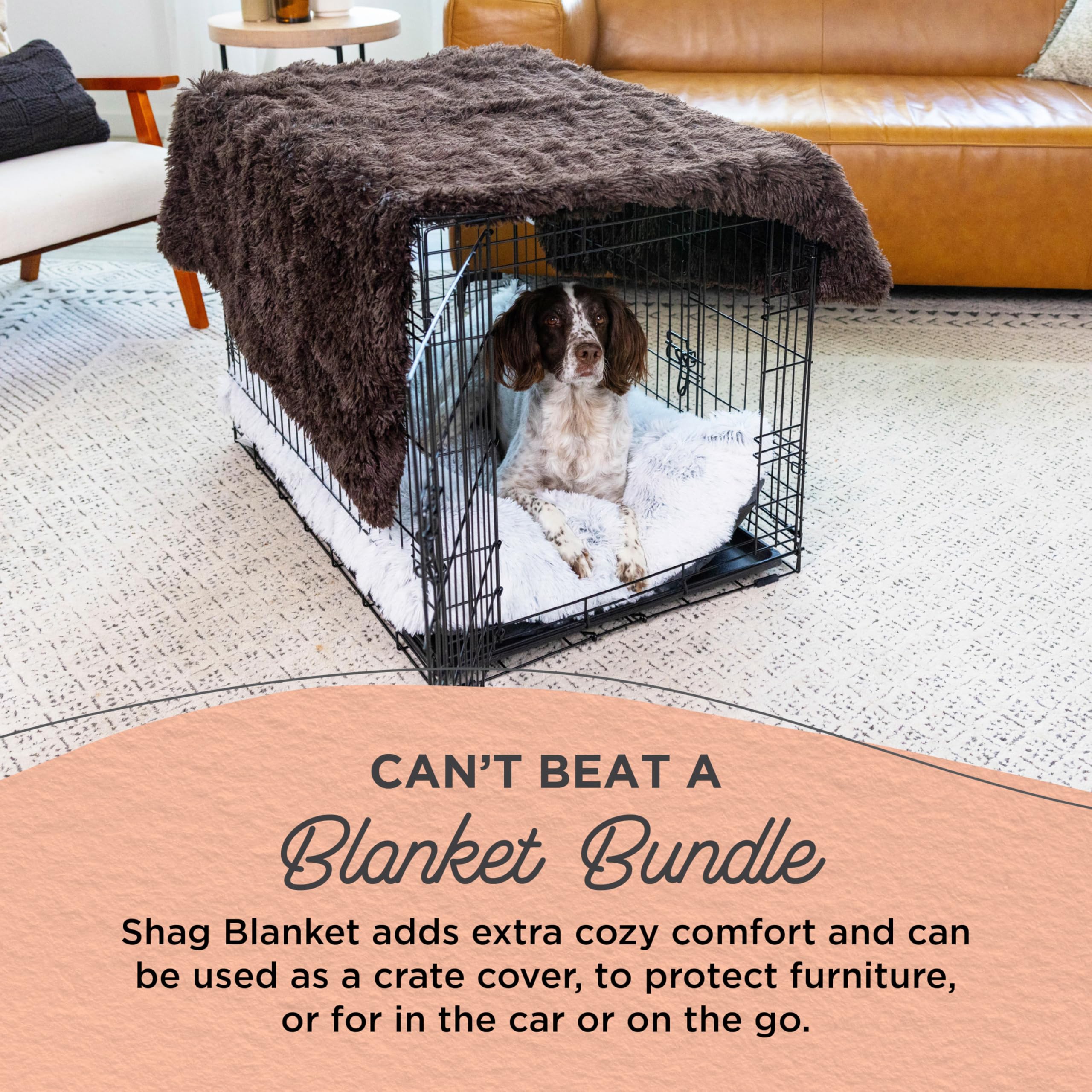 Best Friends By Sheri Bundle Set The Original Calming Shag Donut Cuddler Cat And Dog Bed + Pet Throw Blanket Dark Chocolate Larg