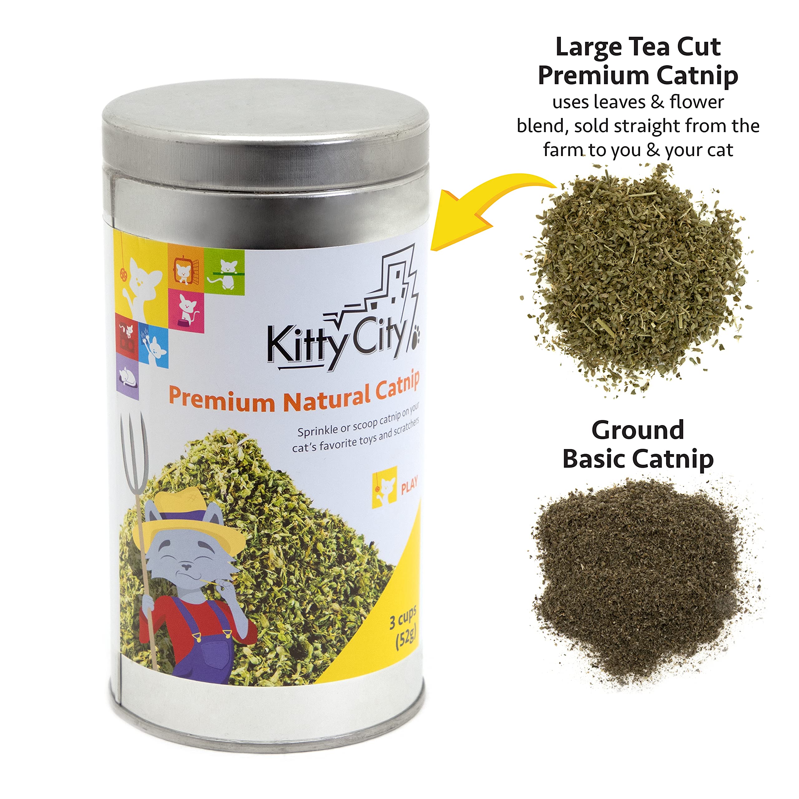 Kitty City Cat Premium Natural Catnip Collection, Catnip Tin