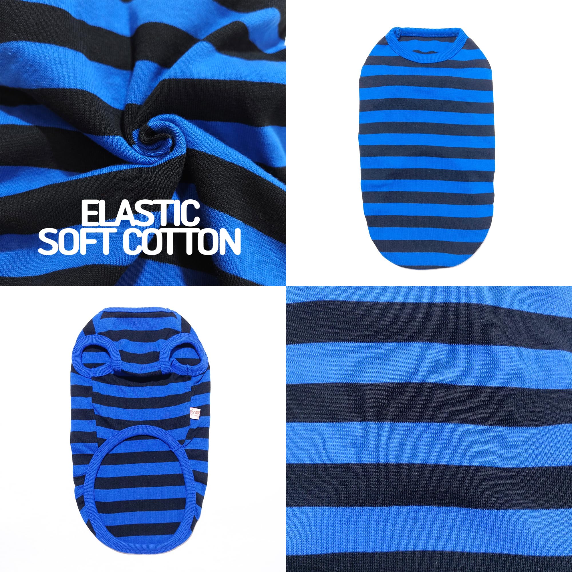 D Doggy Star Dachshund Clothes For Dogs Mini And Adults T Shirts (S,Stripe Blue/Black)