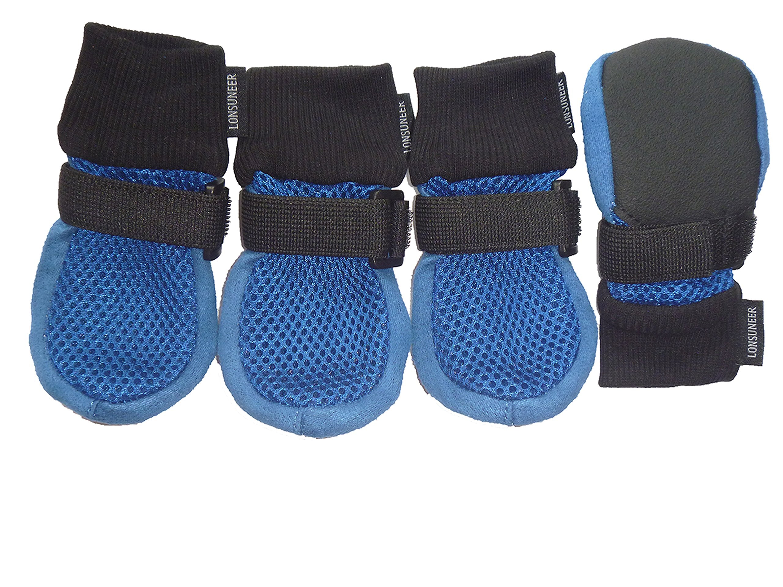 Lonsuneer Dog Boots Breathable And Protect Paws Soft Nonslip Soles Blue Color Size Small - Inner Sole Width 2.17 Inch