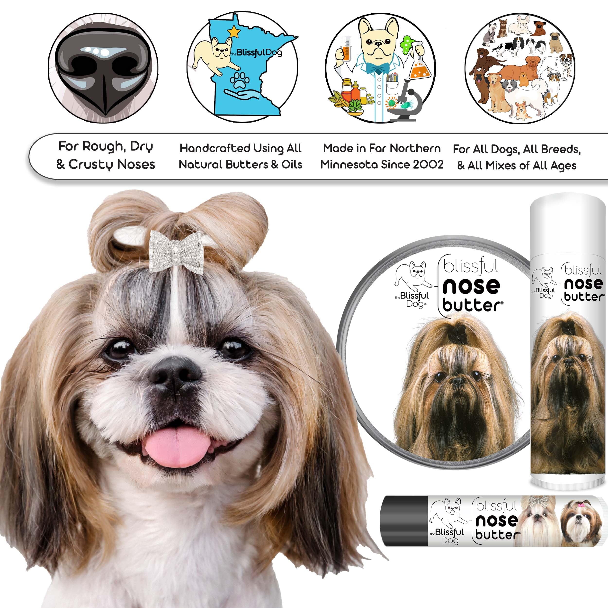 The Blissful Dog Shih Tzu Unscented Nose Butter - Dog Nose Butter, 4 Ounce