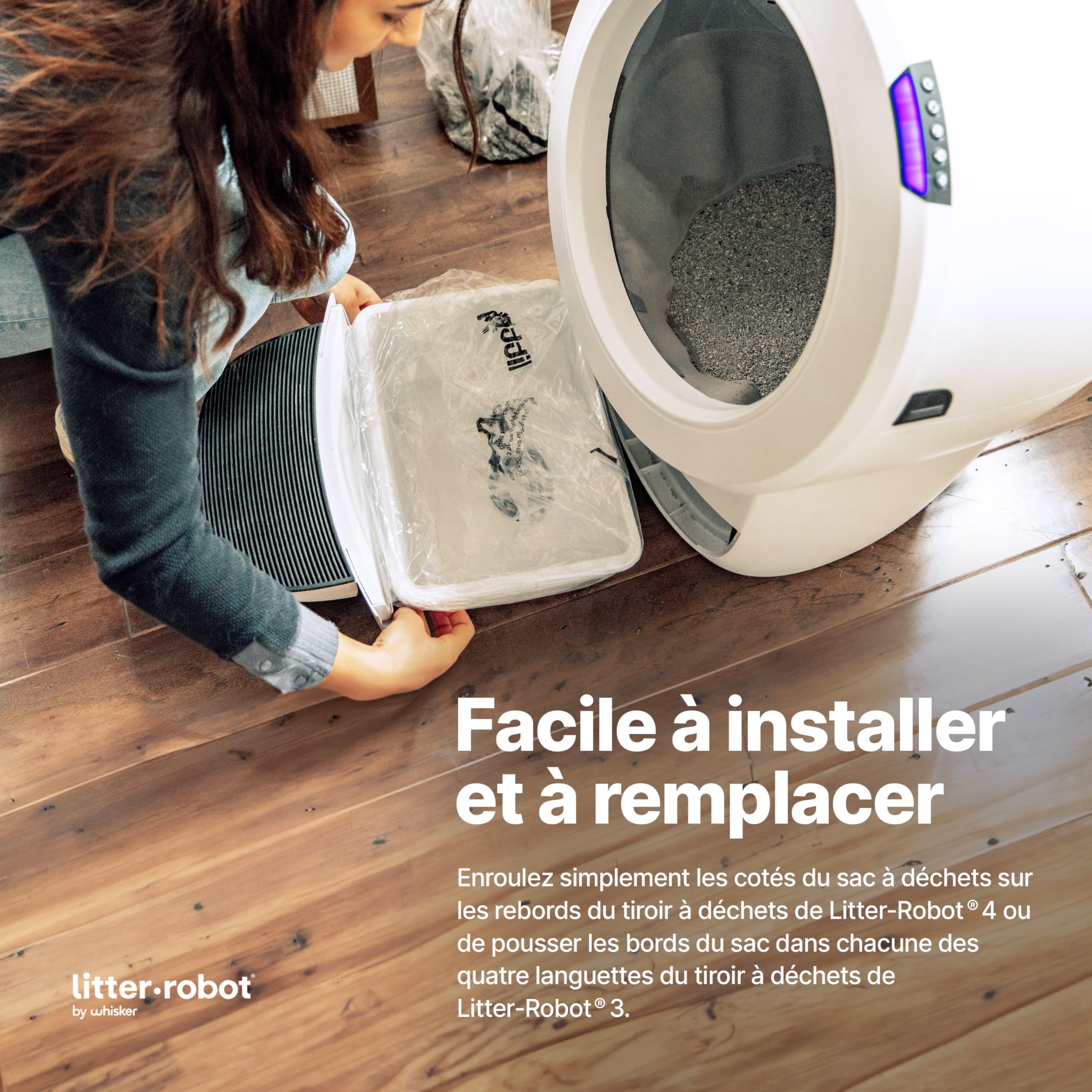 Litter-Robot Waste Drawer Liners By Whisker, 50 Pack - Litter Box Liners, Custom Fit For Litter-Robot, 9-11 Gallons Of Capacity,