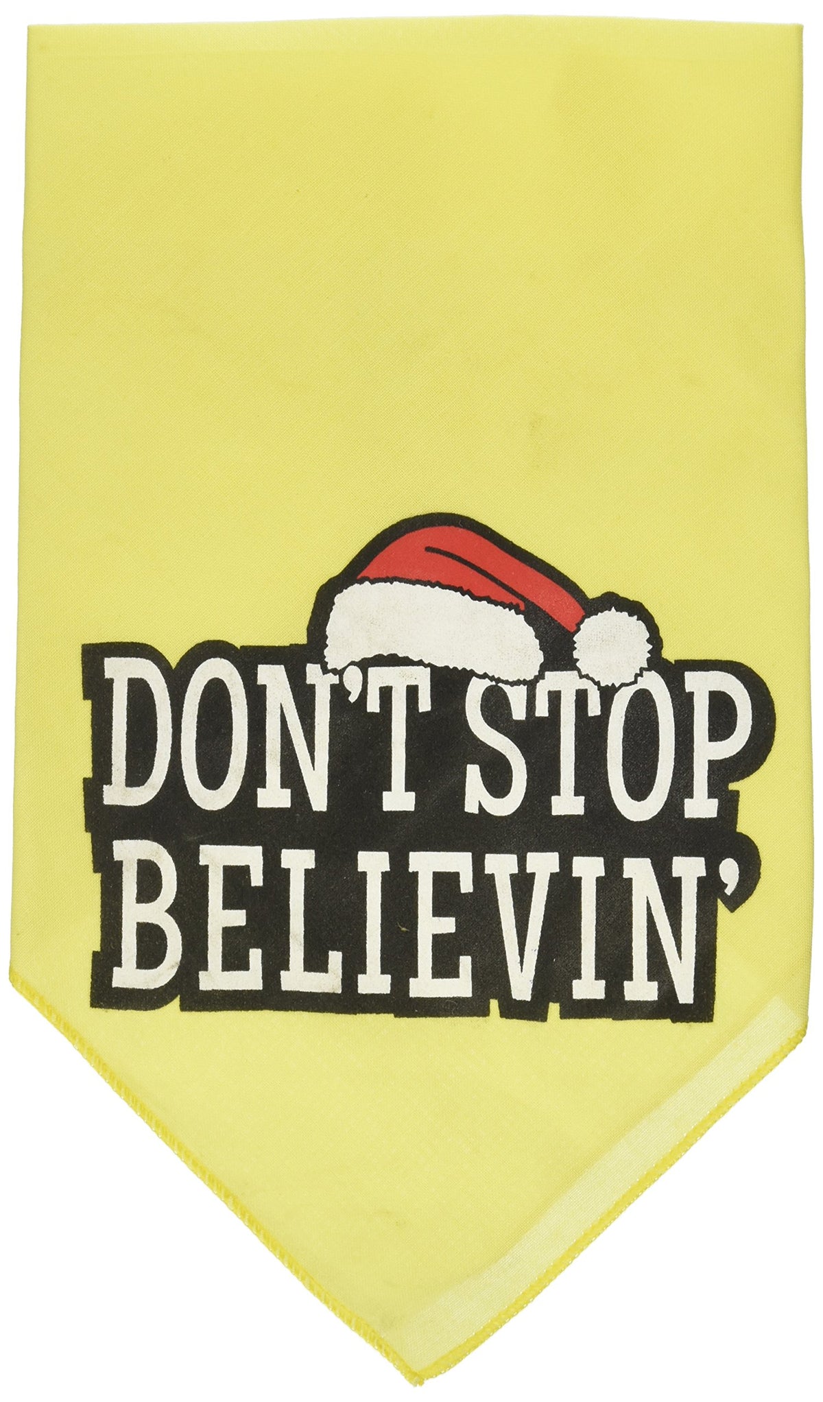 Christmas Pet and Dog Bandana Screen Printed, &quot;Don't Stop Believin'&quot; Yellow Small