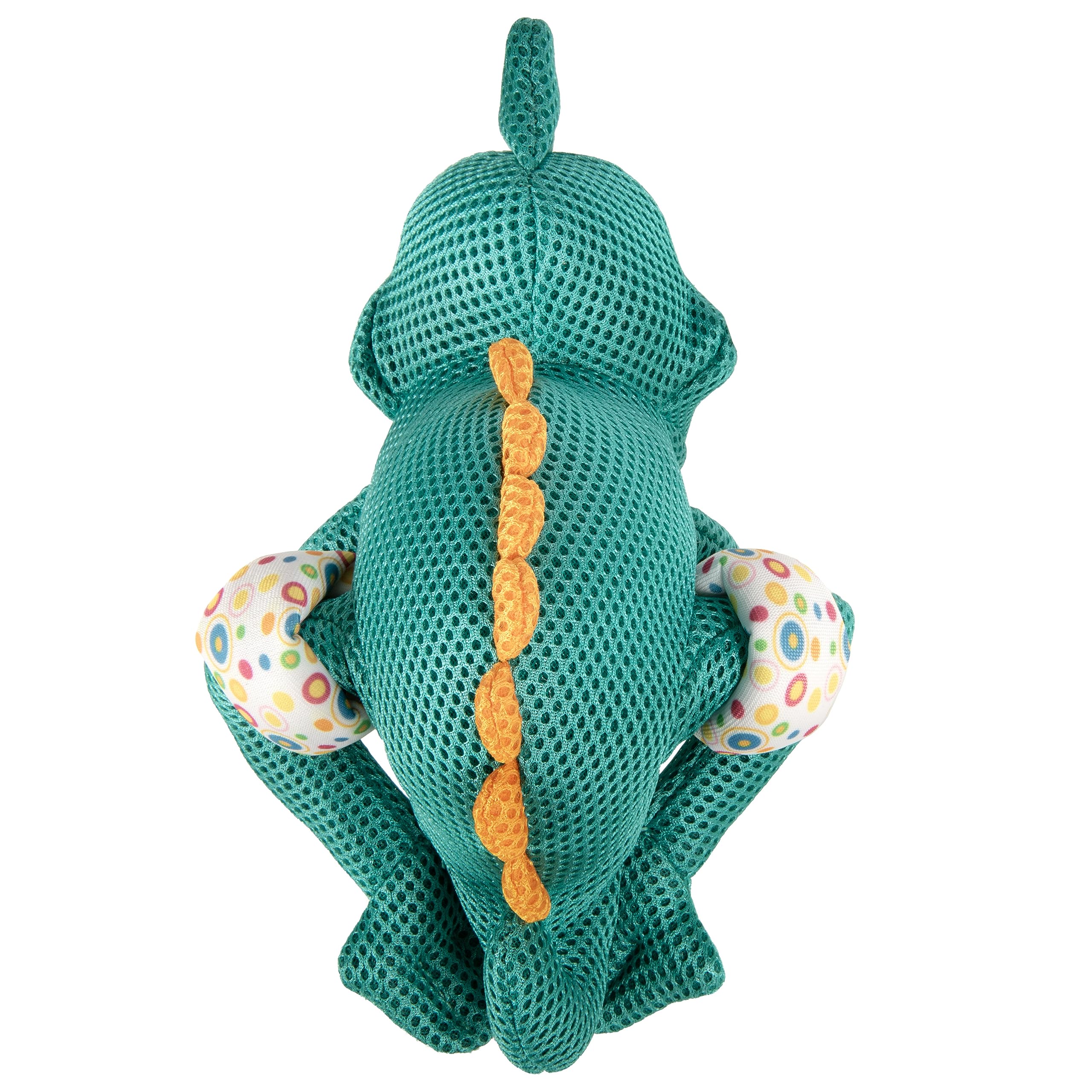 Godog Double Chew Guard Mesh Amphibianz Chameleon Squeaky Dog Toy - Teal, Large