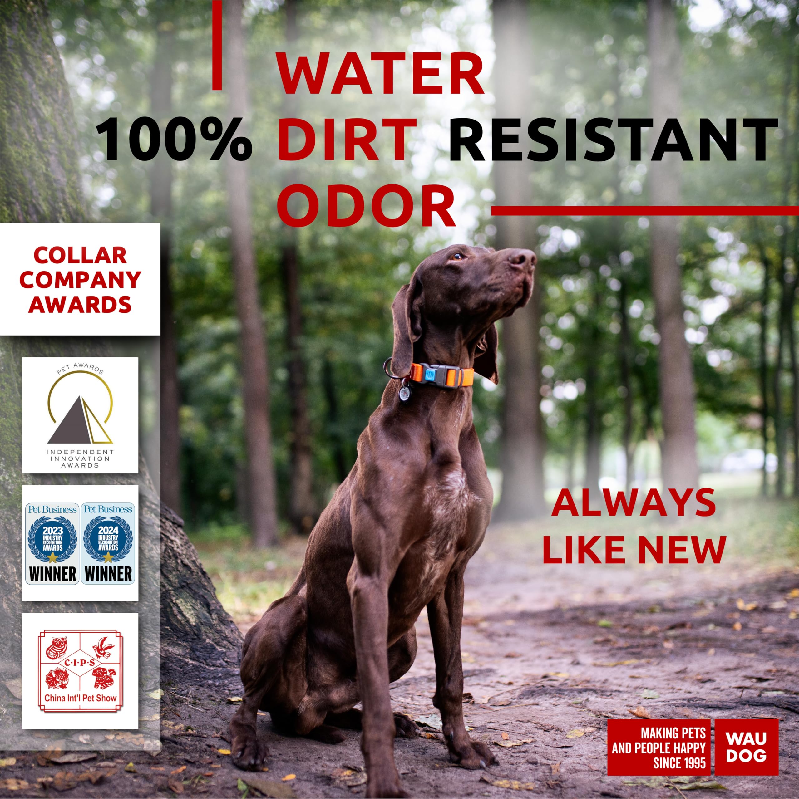Waudog Waterproof Dog Collar - Adjustable Dog Collar For Large Dogs, Small And Medium Dogs - Breakaway Dog Collar Waterproof Wit