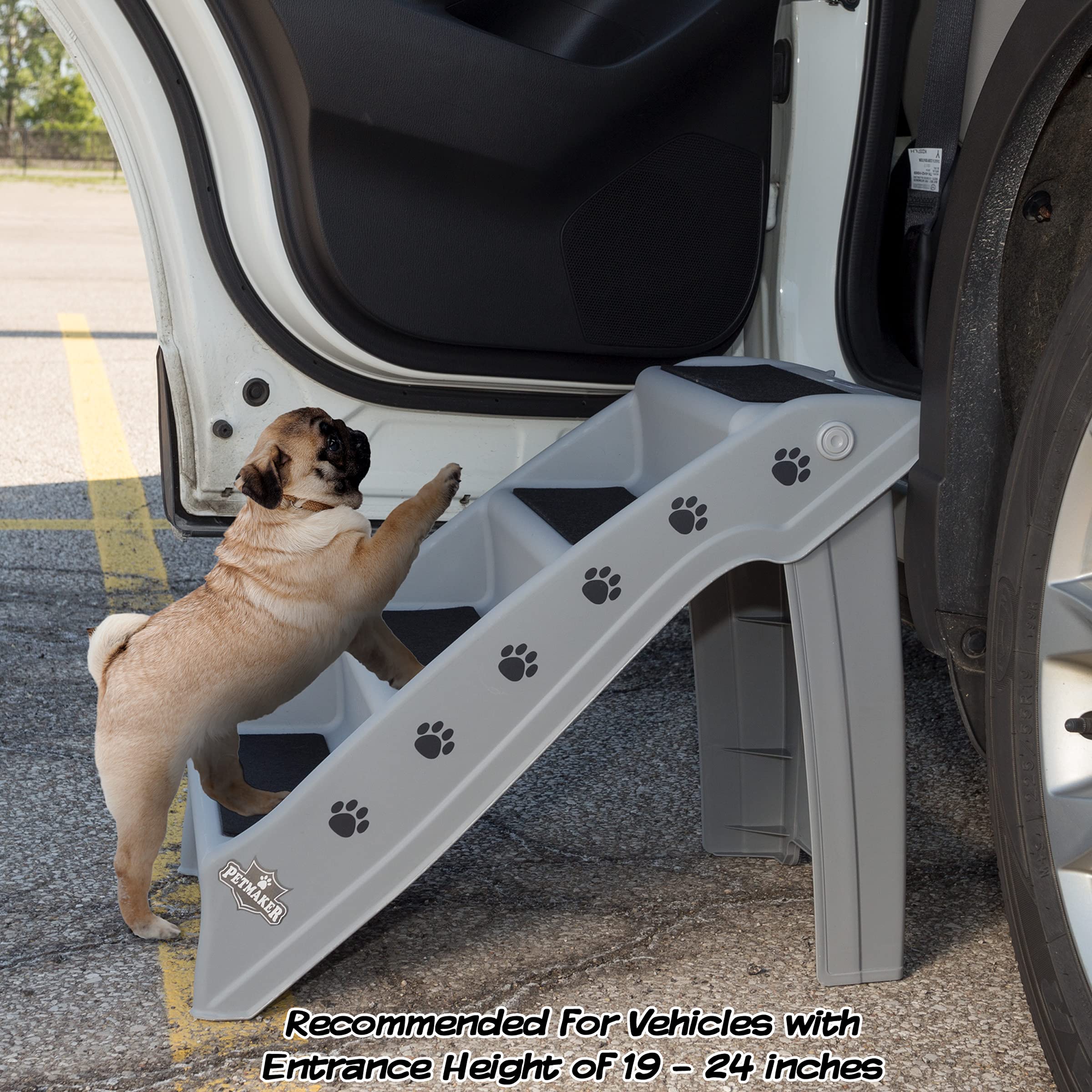 Dog Stairs - Pet Stairs With 4-Step Design For Beds, Couches, Cars - Pet Steps For Puppies, Kittens, And Small Pets By Petmaker