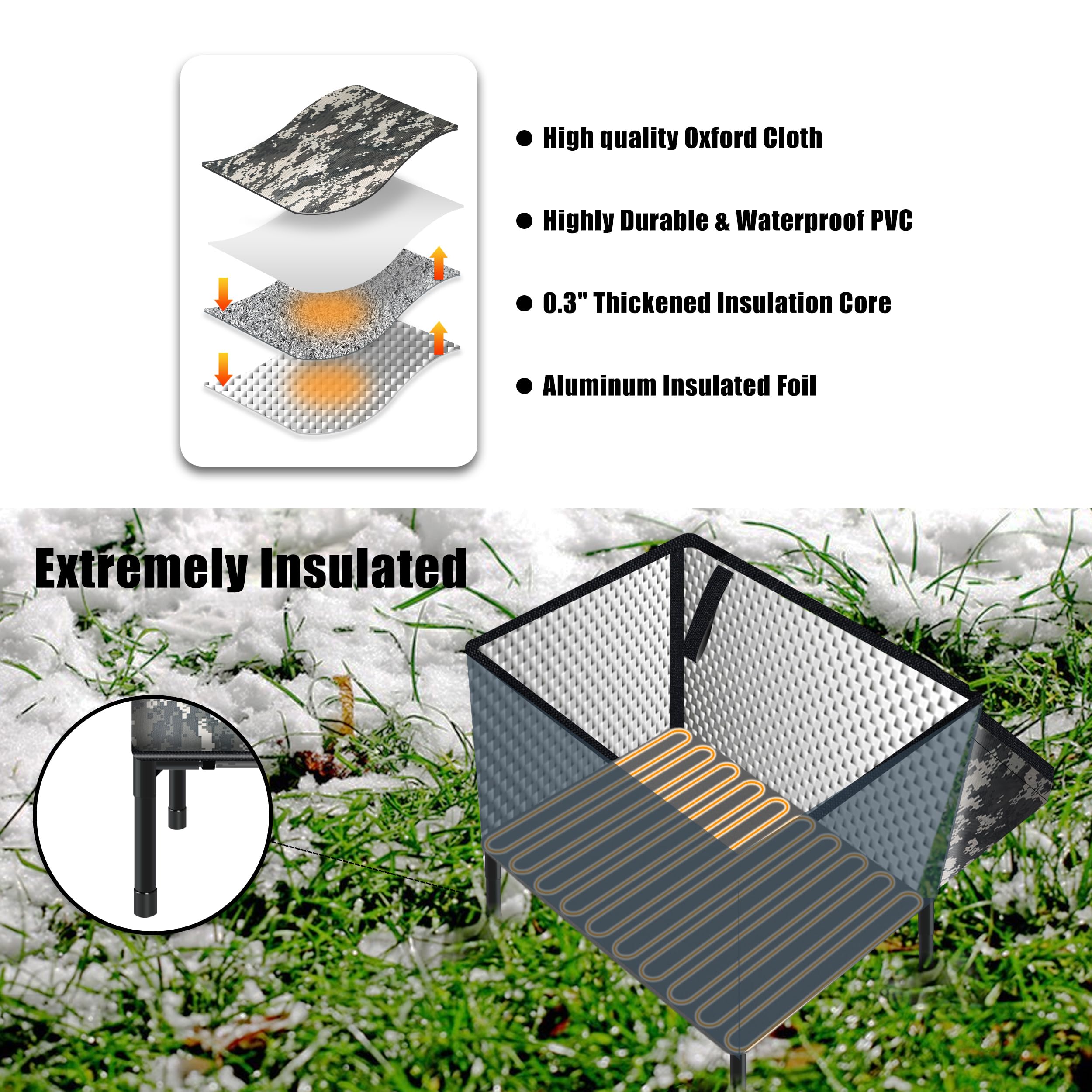 Elevated Weatherproof Heated Cat House, 100% Waterproof, 20.5In X 14.5In X 21In, Safe Escape Door, Insulated For Ferals & Strays