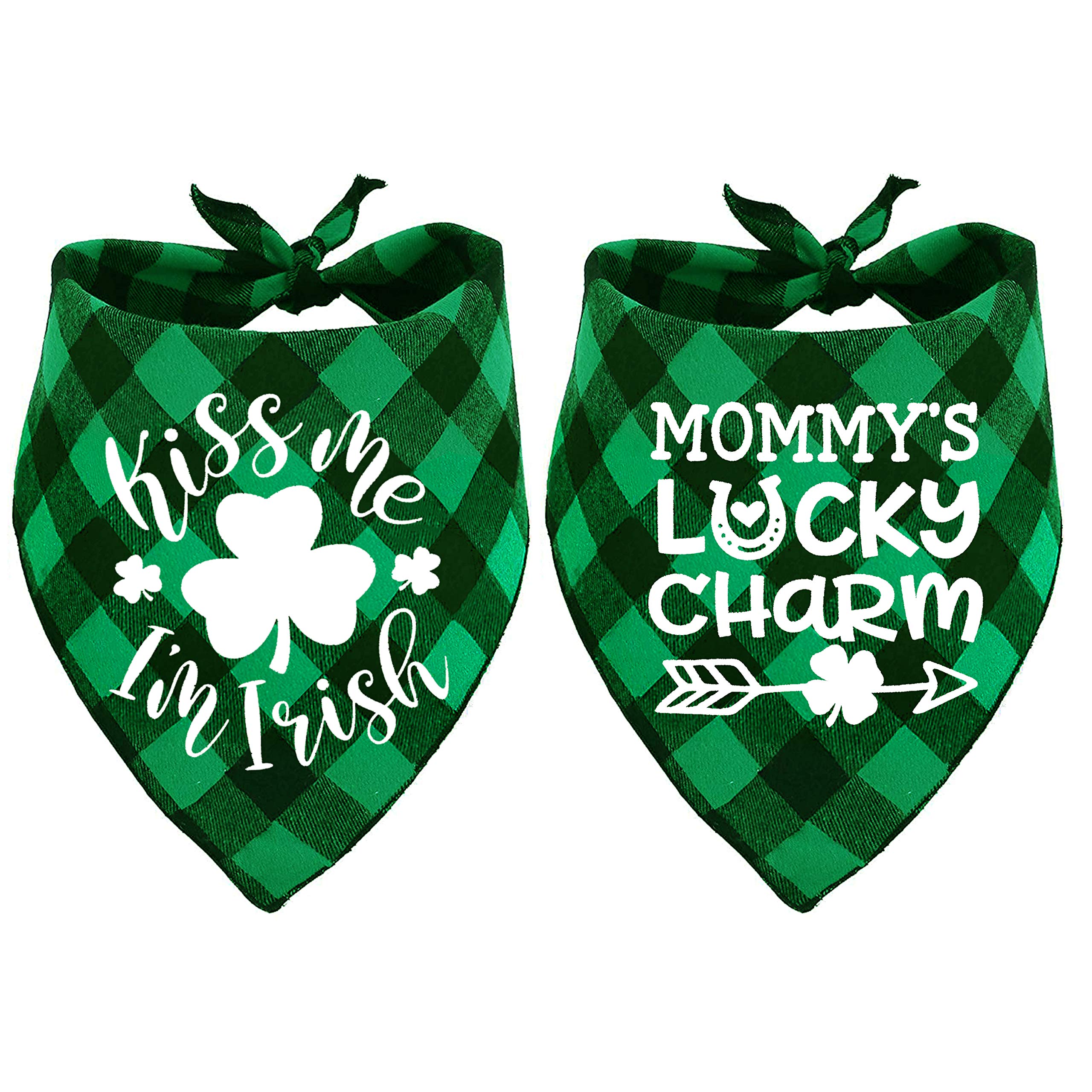 St. Patrick'S Day Dog Bandana, Holiday Buffalo Plaid Bandana Scarfs For Small Medium Large Dogs Cats Pet Puppies (The Lucky One,