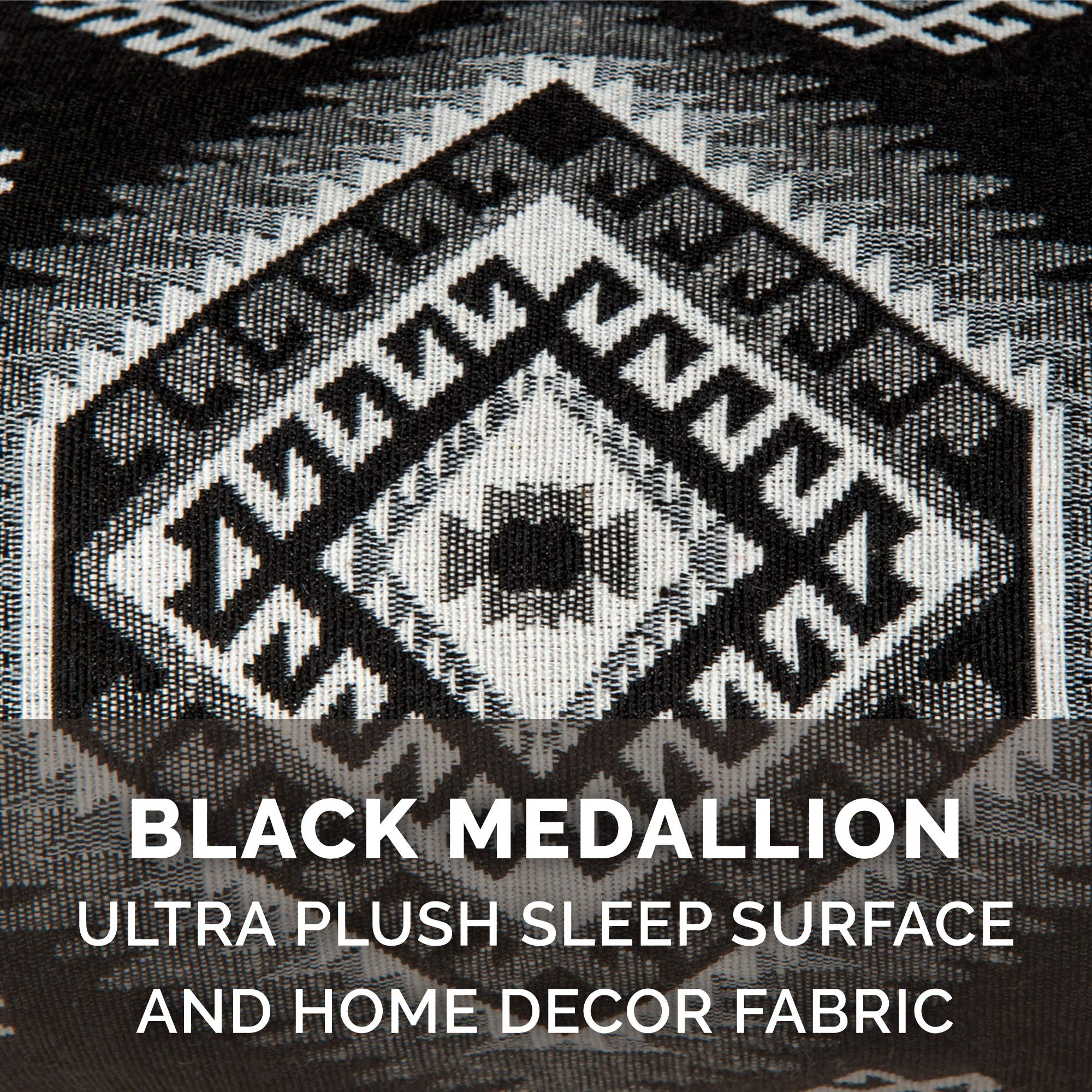 Furhaven Orthopedic Dog Bed For Large/Medium Dogs W/ Removable Bolsters & Washable Cover, For Dogs Up To 55 Lbs - Plush & Southwest Kilim Woven Decor Sofa - Black Medallion, Large