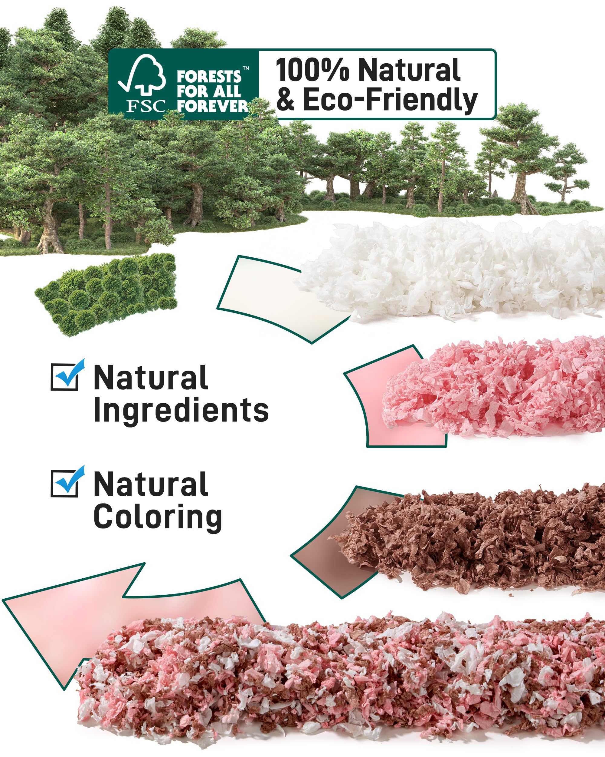 Bucatstate Hamster Bedding 70L, 99% Dust-Free Guinea Pig Paper Bedding Odor Control Paper Bedding, Cozy Small Animal Bedding For