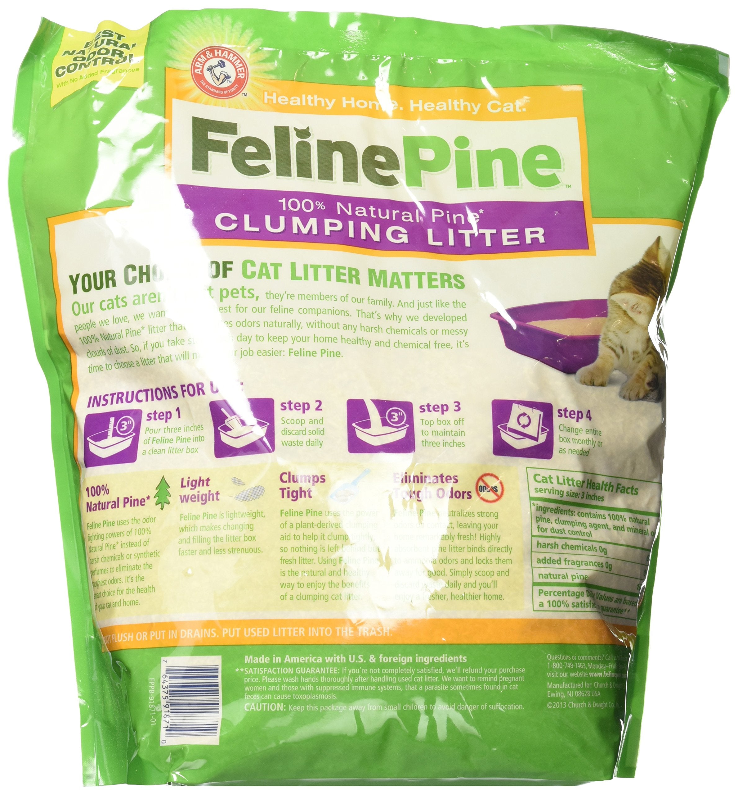 Feline Pine Clumping Litter For Cats, 8 Lbs
