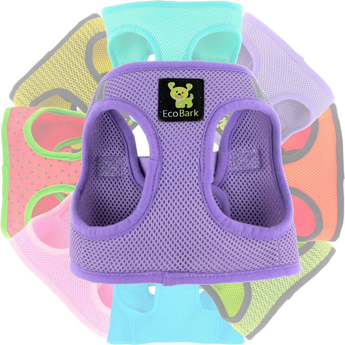 Ecobark Step In Dog Harness - Eco-Friendly Dog Harnesses For Small And Medium Breed Dogs - Reflective And Adjustable Body Halter Vest - Soft Mesh Toy Breed Harness (Lavender, Large)