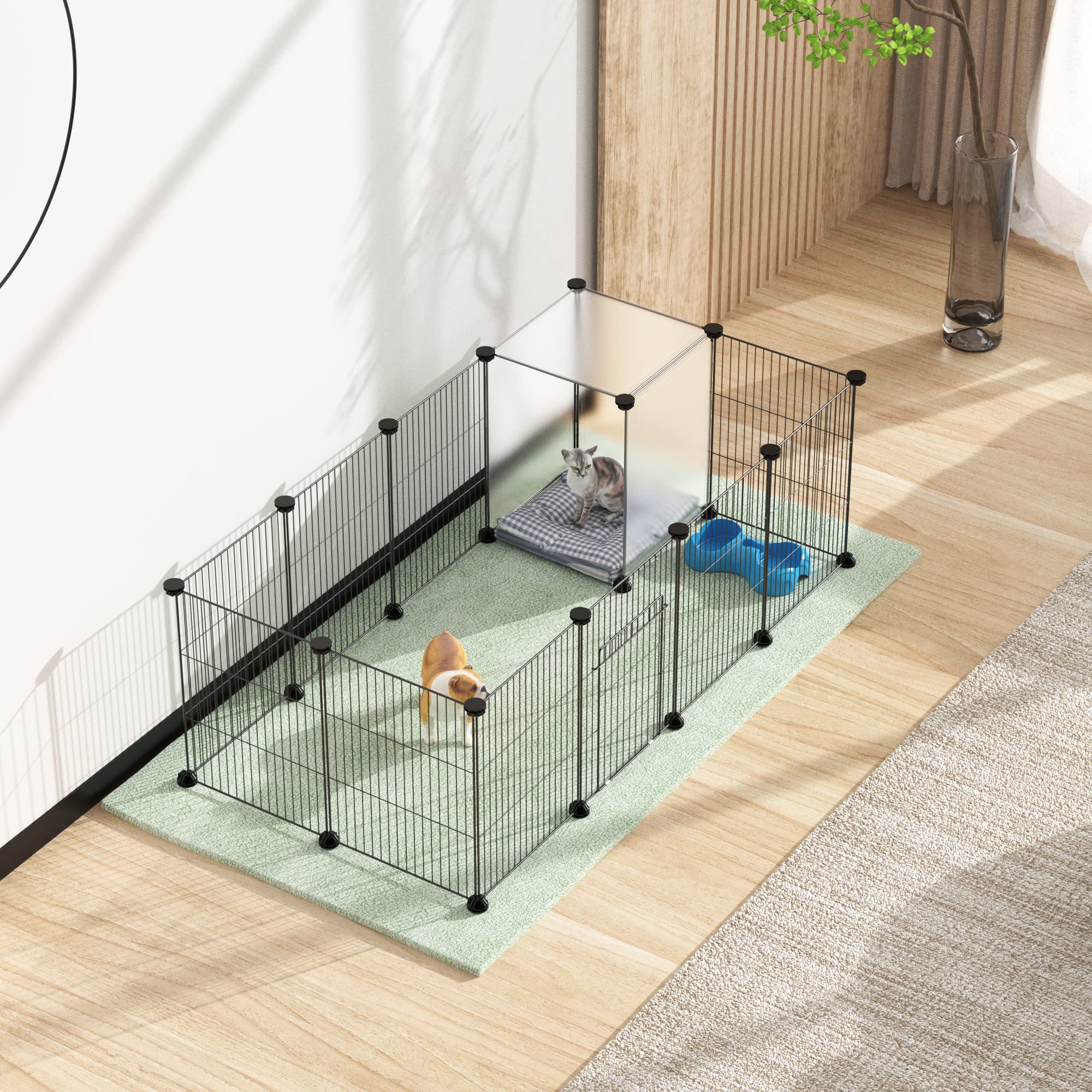 Homidec Pet Playpen,Small Animals Cage Diy Wire Portable Yard Fence With Door For Indoor/Outdoor Use,Puppies,Kitties,Bunny,Turtl