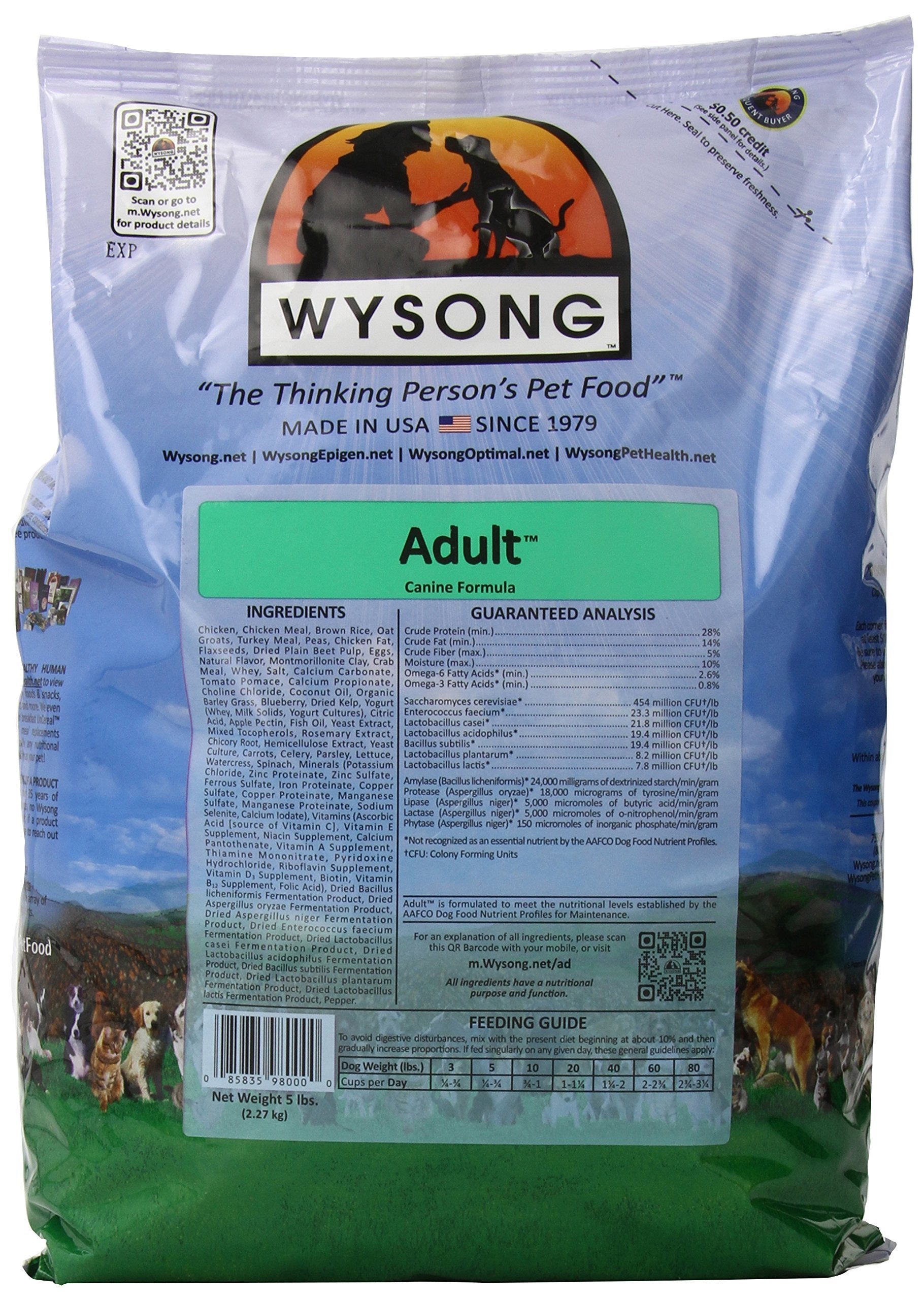 Wysong Adult Canine Formula Dry Diet Dog Food, Four- 5 Pound Bag