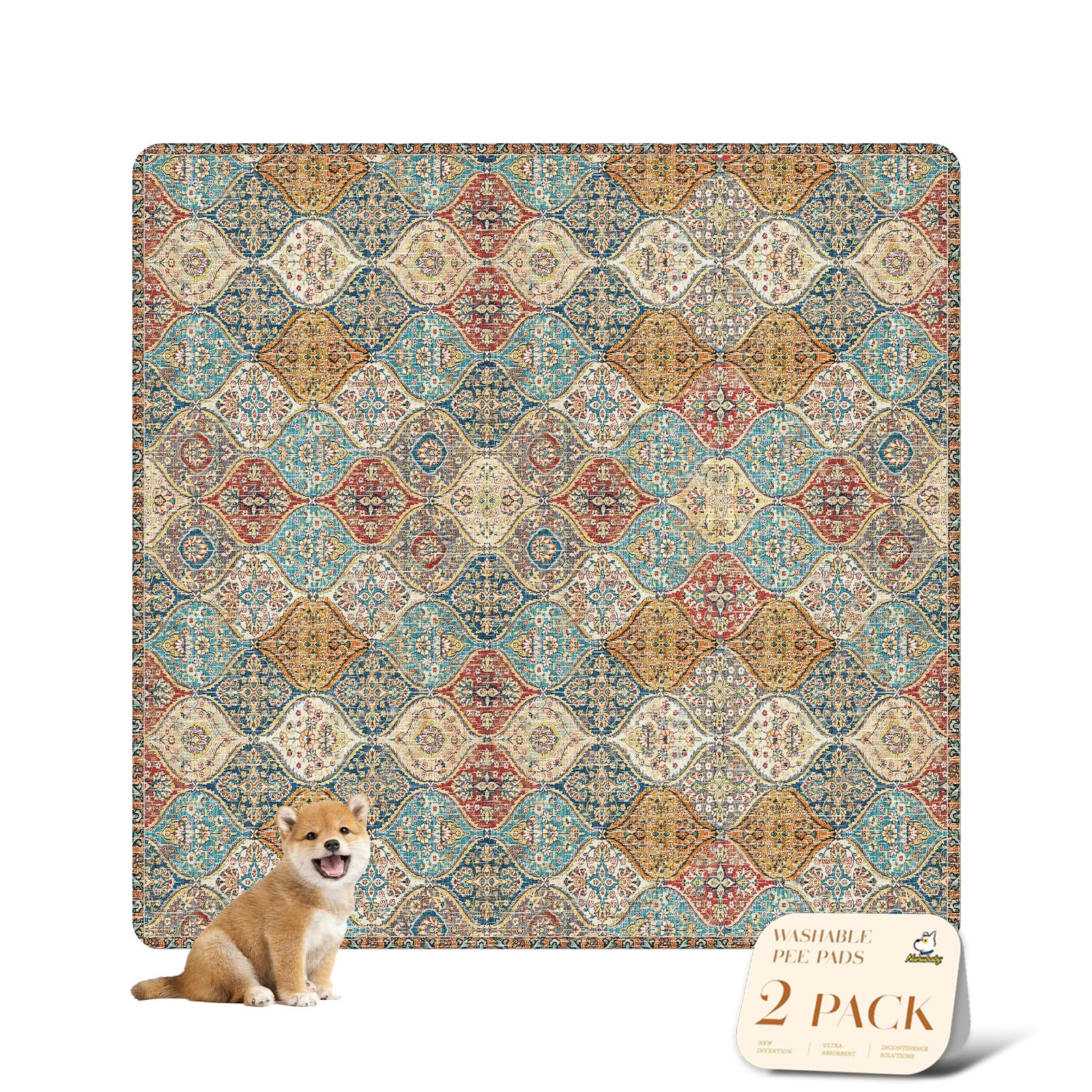 Nunubaby 2Pack Washable Pee Pads For Dogs, Stylish, Non-Slip And Leak-Proof Pee Pads. Reusable Potty Pads For Dogs For Crates An