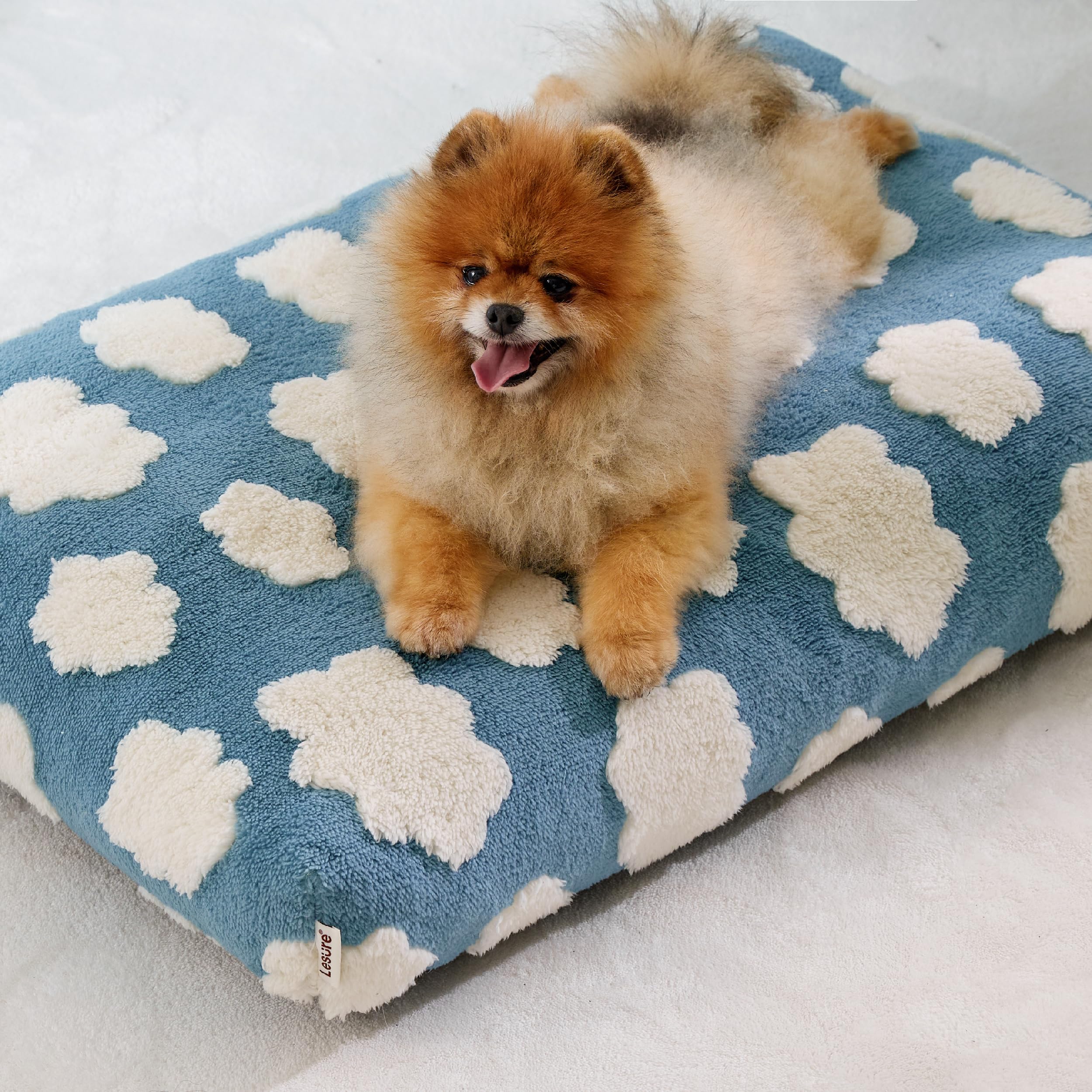 Lesure Cute Small Dog Bed-Thick Shredded Chopped Foam Pet Puppy Bed Indoor With Removable Washable Cover, Modern Fuzzy Plush & A