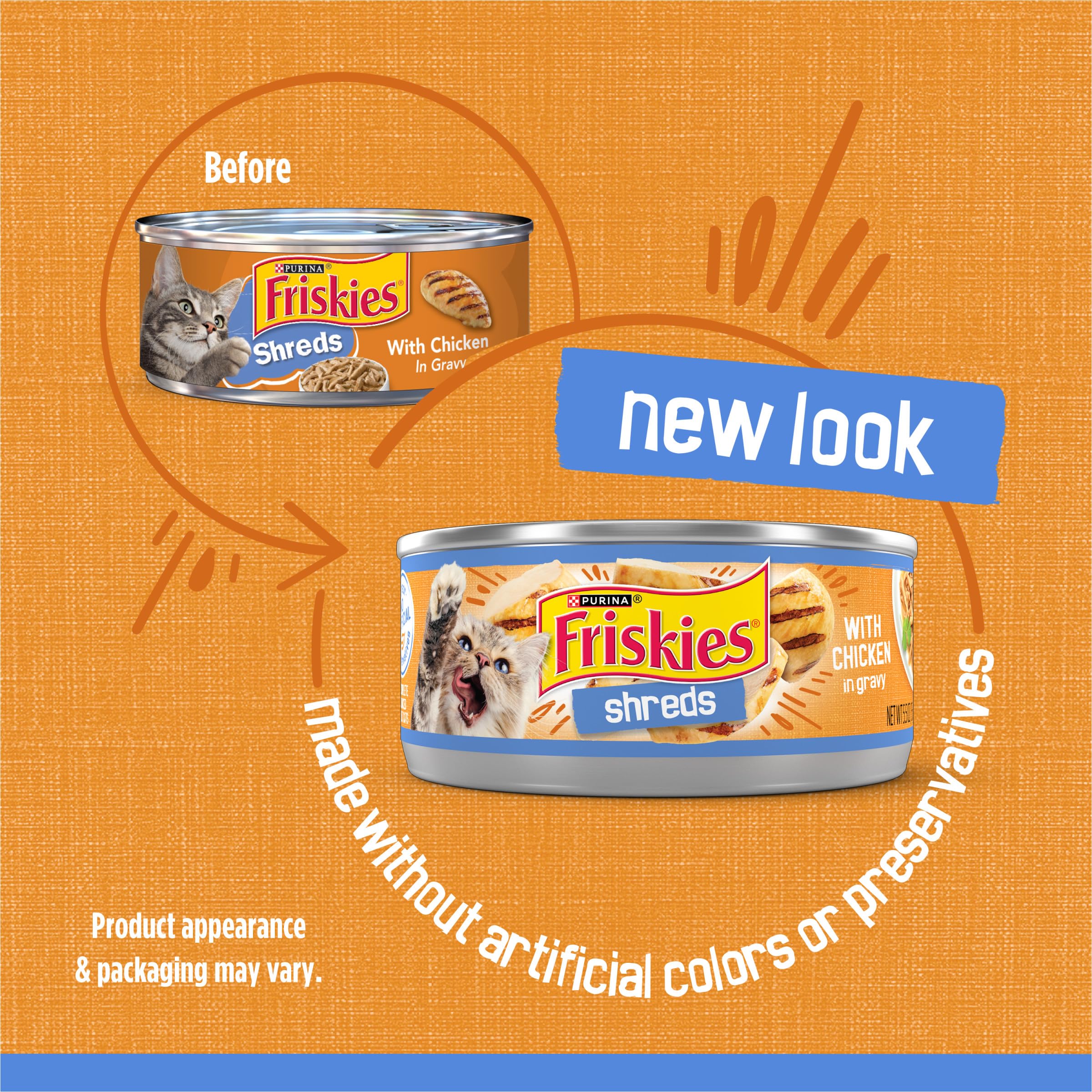 Purina Friskies Shreds With Chicken in Wet Cat Food Gravy - (Pack of 24) 5.5 oz. Cans