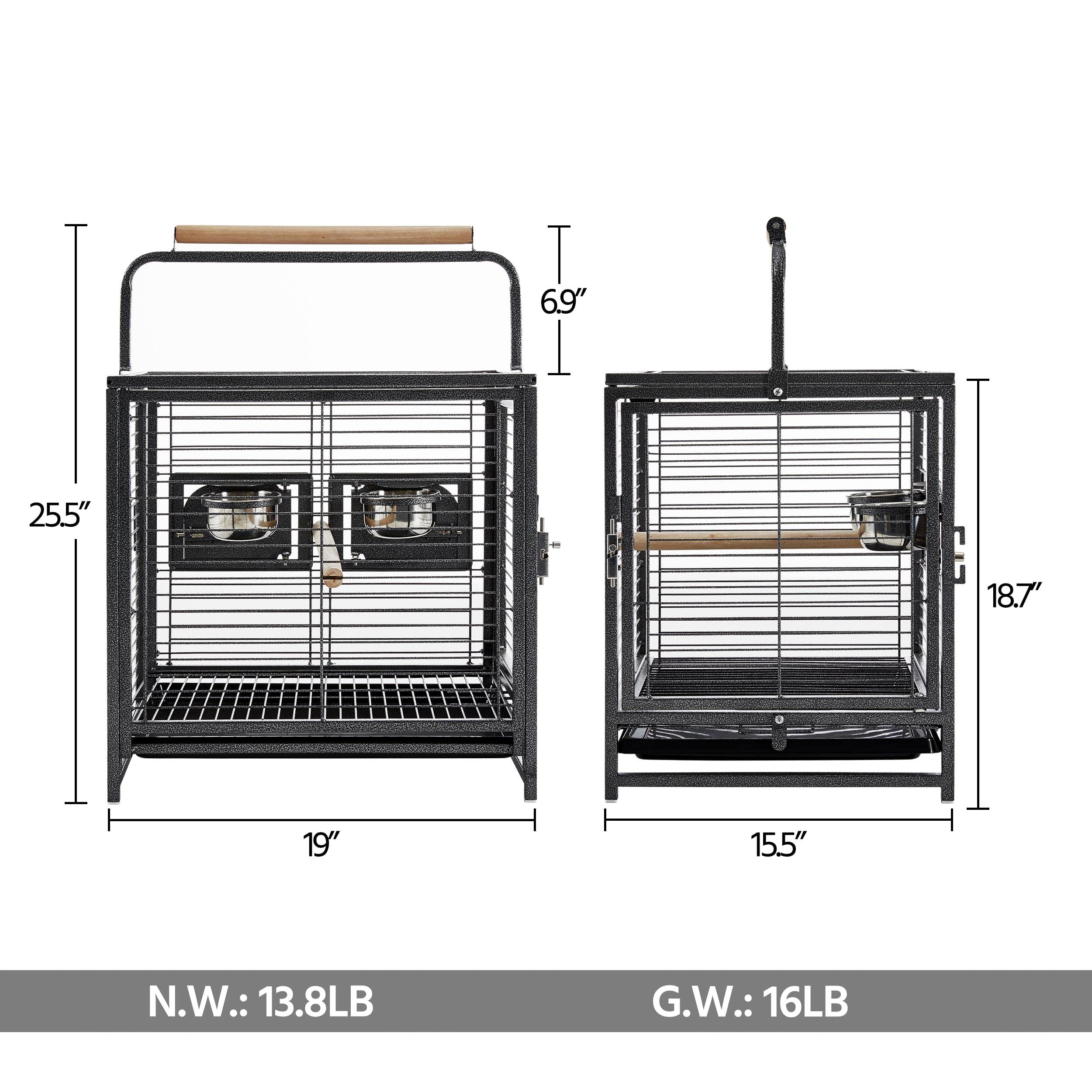 Topeakmart Travel Bird Cage Carrier For Small To Medium Sized Birds Lovebirds Parrotlet Conue Cockatiels With Handle Perch & Sta