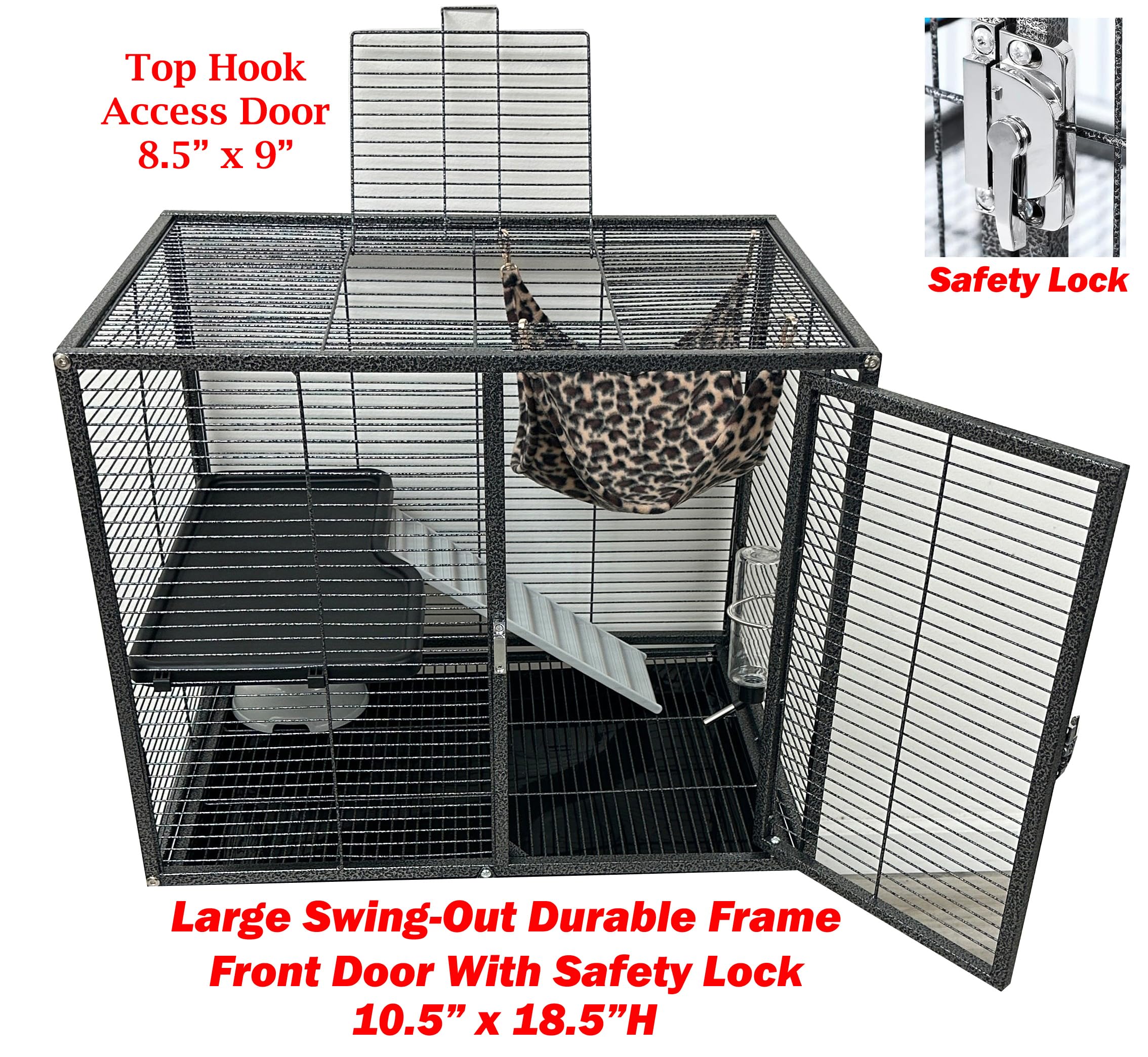 Deluxe Two Tiers Small Animal Critter Cage Chew-Proof Tight 1/2-Inch Bar Spacing For Feisty Ferret Chinchilla Rat Mice Squirrel