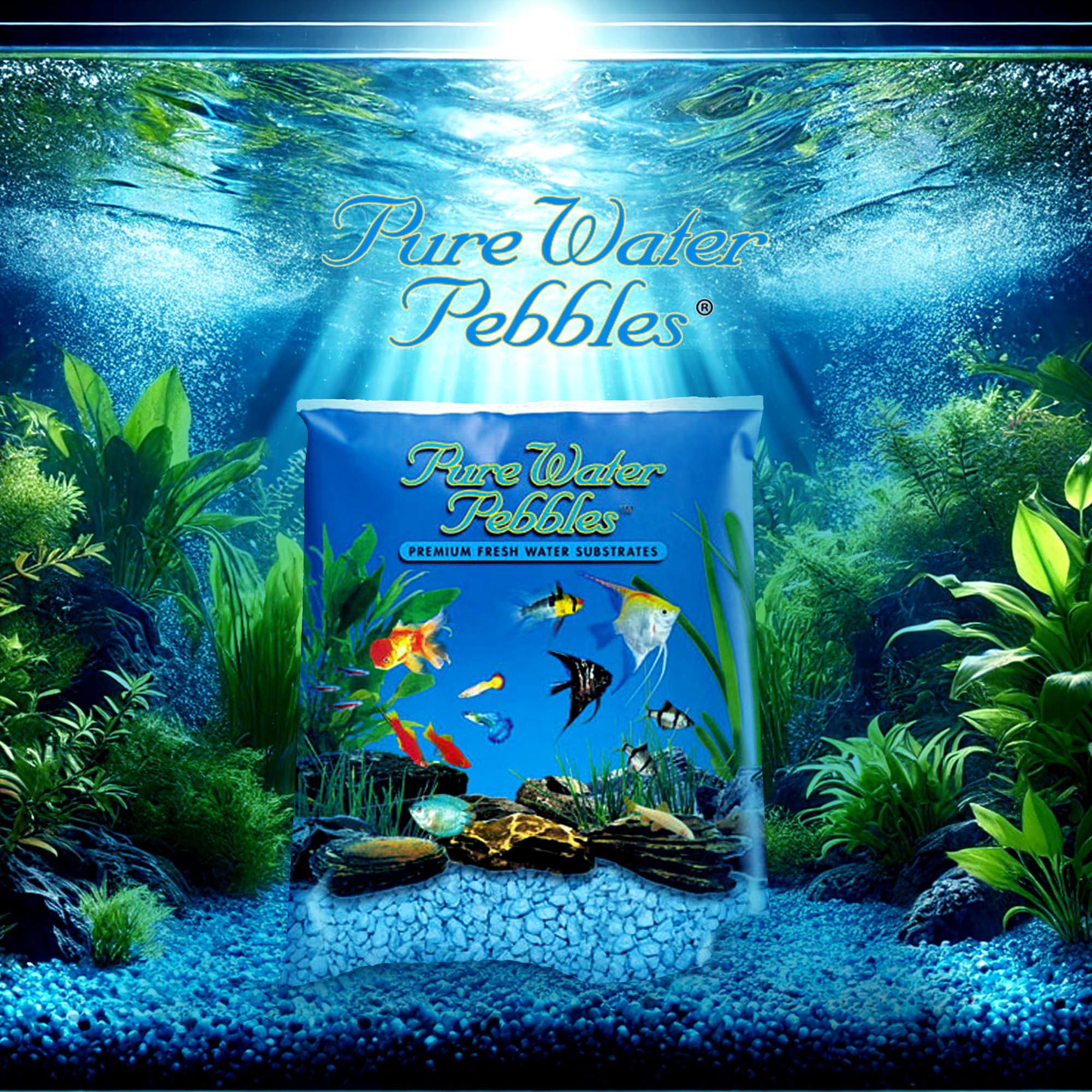 Pure Water Pebbles Heavenly Blue Aquarium Gravel, 5 Lbs - Ph Balance, Water Clarity, Aesthetic - Ideal Fish Tank Gravel, Aquarium Decoration, Eco-Friendly
