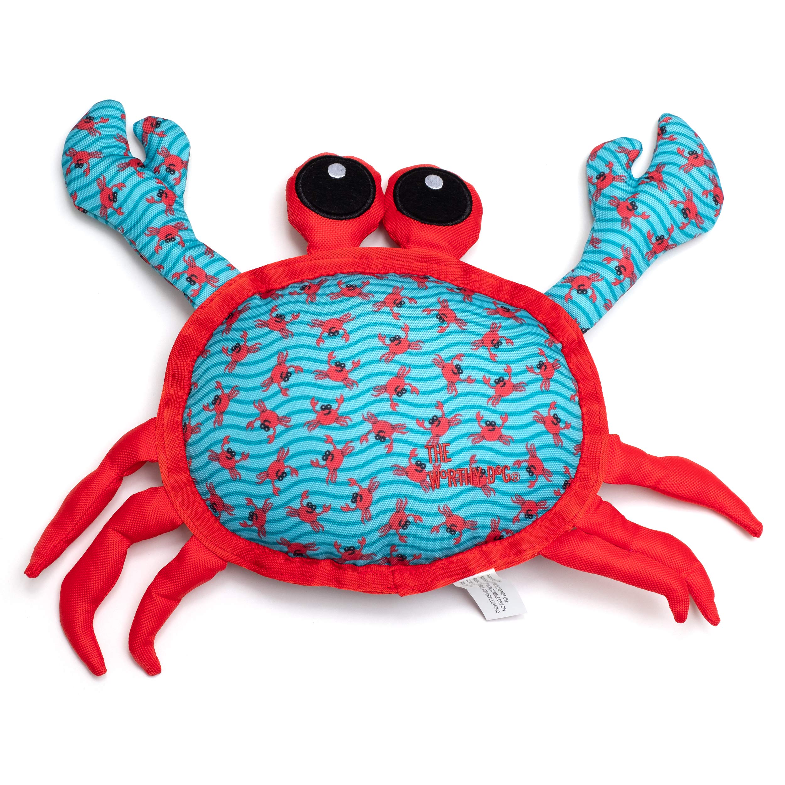 The Worthy Dog Crab Patterned Chew Toy Red/Blue, Fun Fetch Play With Squeaker For Dogs Durable Material For Aggressive Chewers - Large