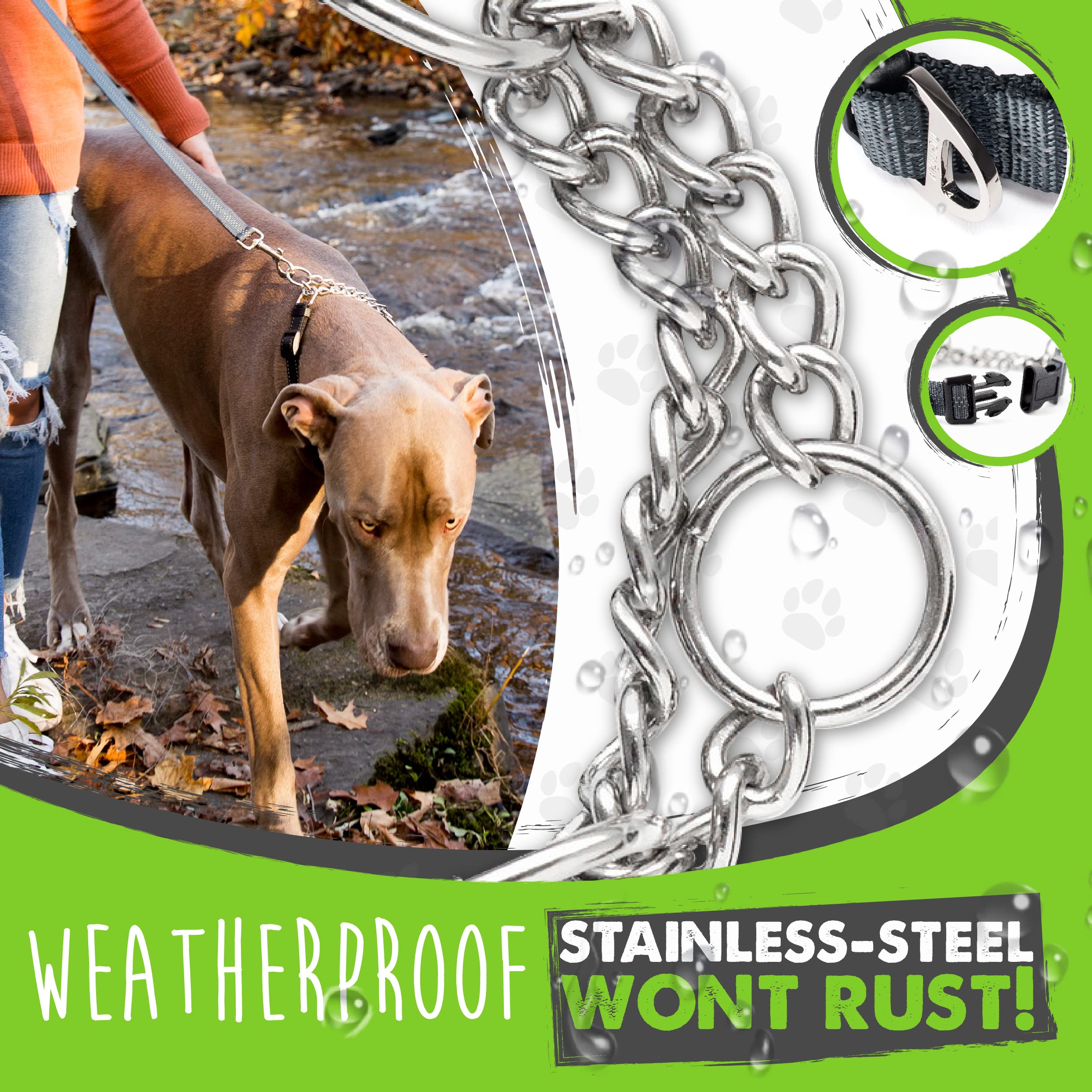 Mighty Paw Martingale Dog Collar 2.0 | Trainer Approved Limited Slip Collar With Stainless Steel Chain & Heavy Duty Buckle - Modified Cinch Collar For Gentle & Effective Pet Training - Small, Grey