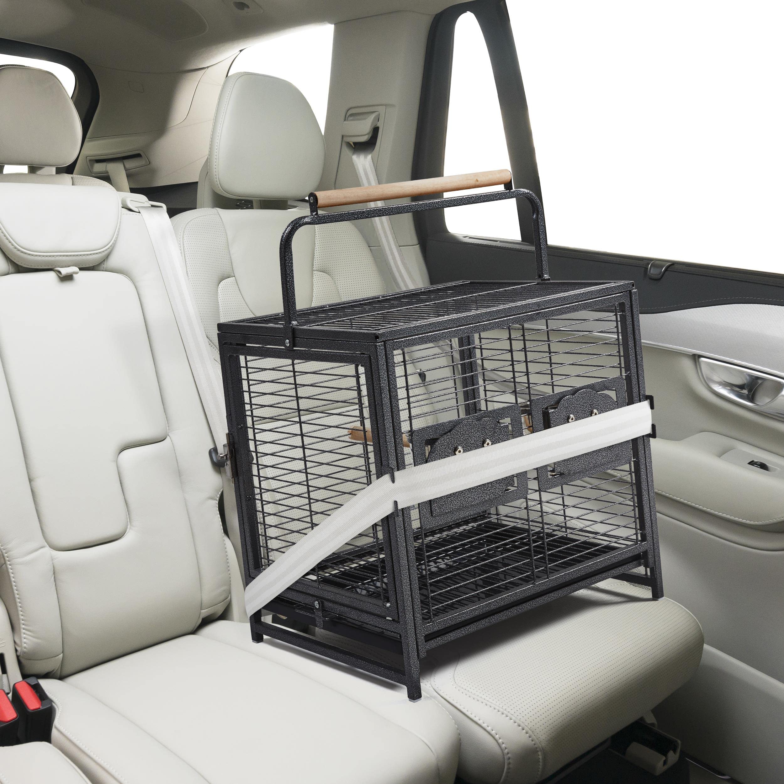 Topeakmart Travel Bird Cage Carrier For Small To Medium Sized Birds Lovebirds Parrotlet Conue Cockatiels With Handle Perch & Sta