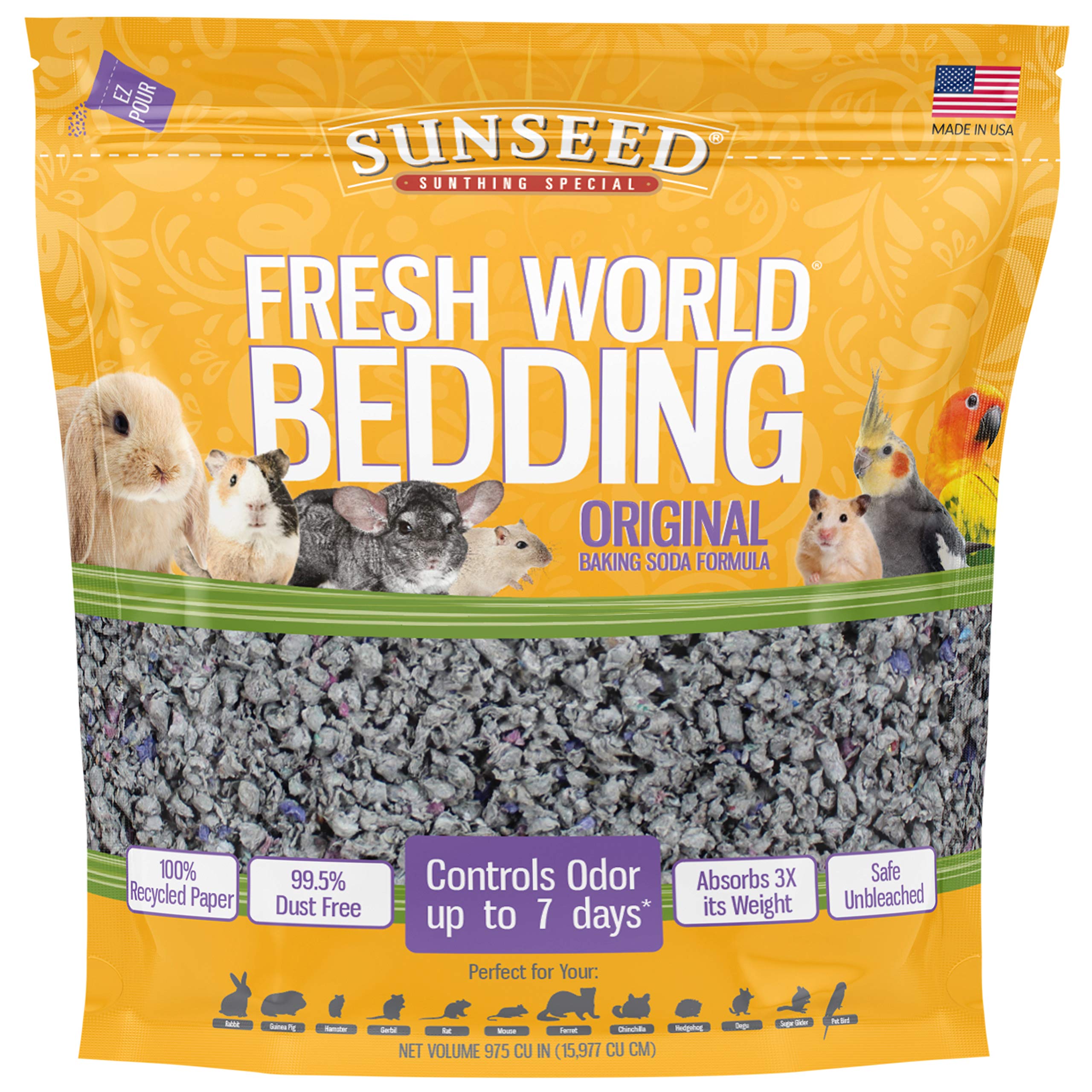 Sunseed 18221 Fresh World Bedding For Small Animals, Original Gray - 975 Cubic Inch
