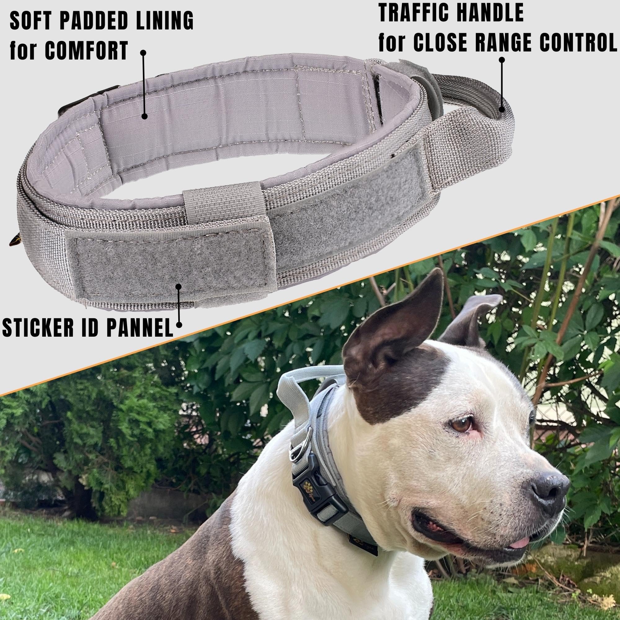 Adityna Tactical Dog Collar For Large Dogs - Soft Padded, Heavy Duty, Service, Adjustable Military K9 Collar With Handle For Tra