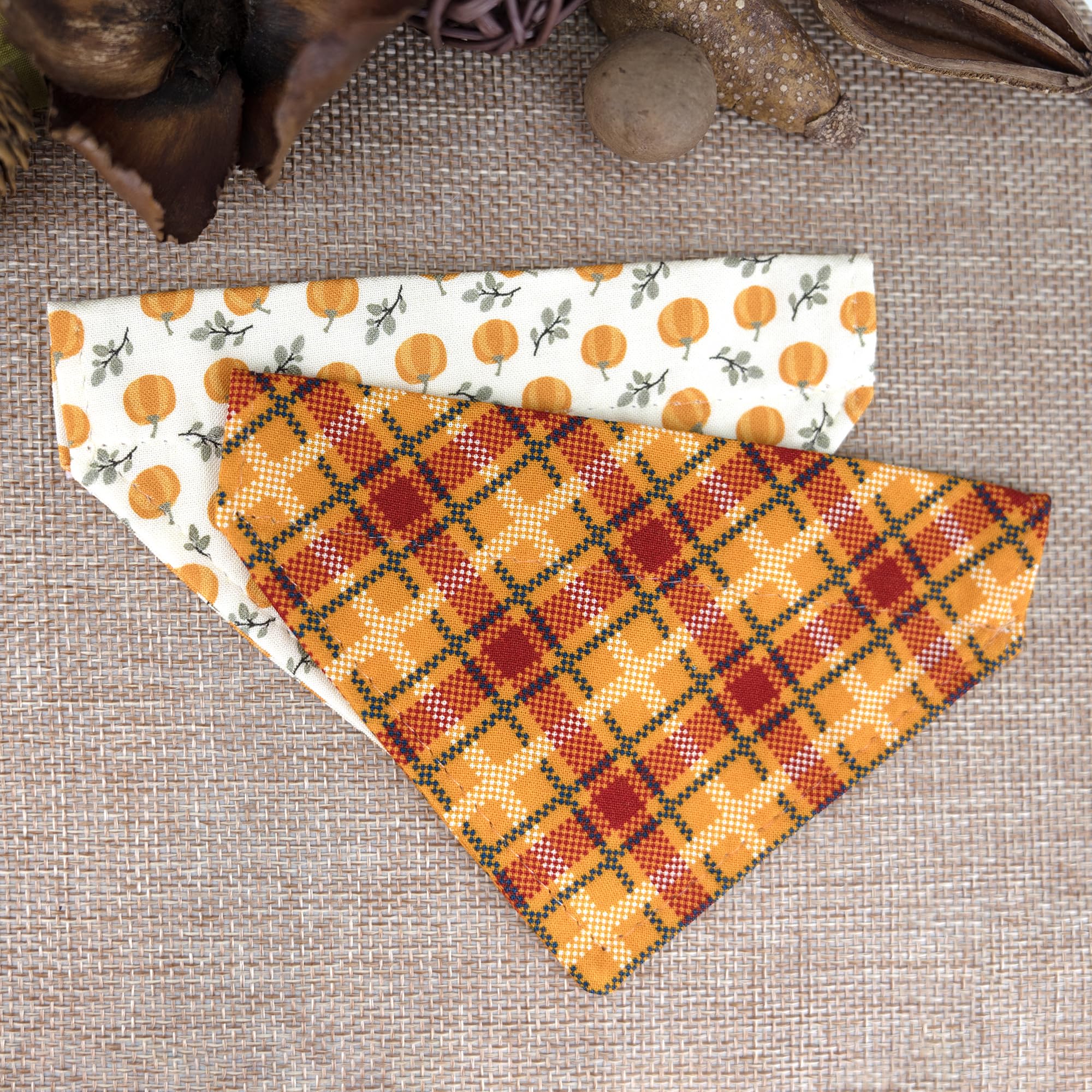 Ultra Joys Breakaway Cat Collar With Bells - Boy & Girl Kitten Collars With Bandana And Bowtie - Orange Plaid Small