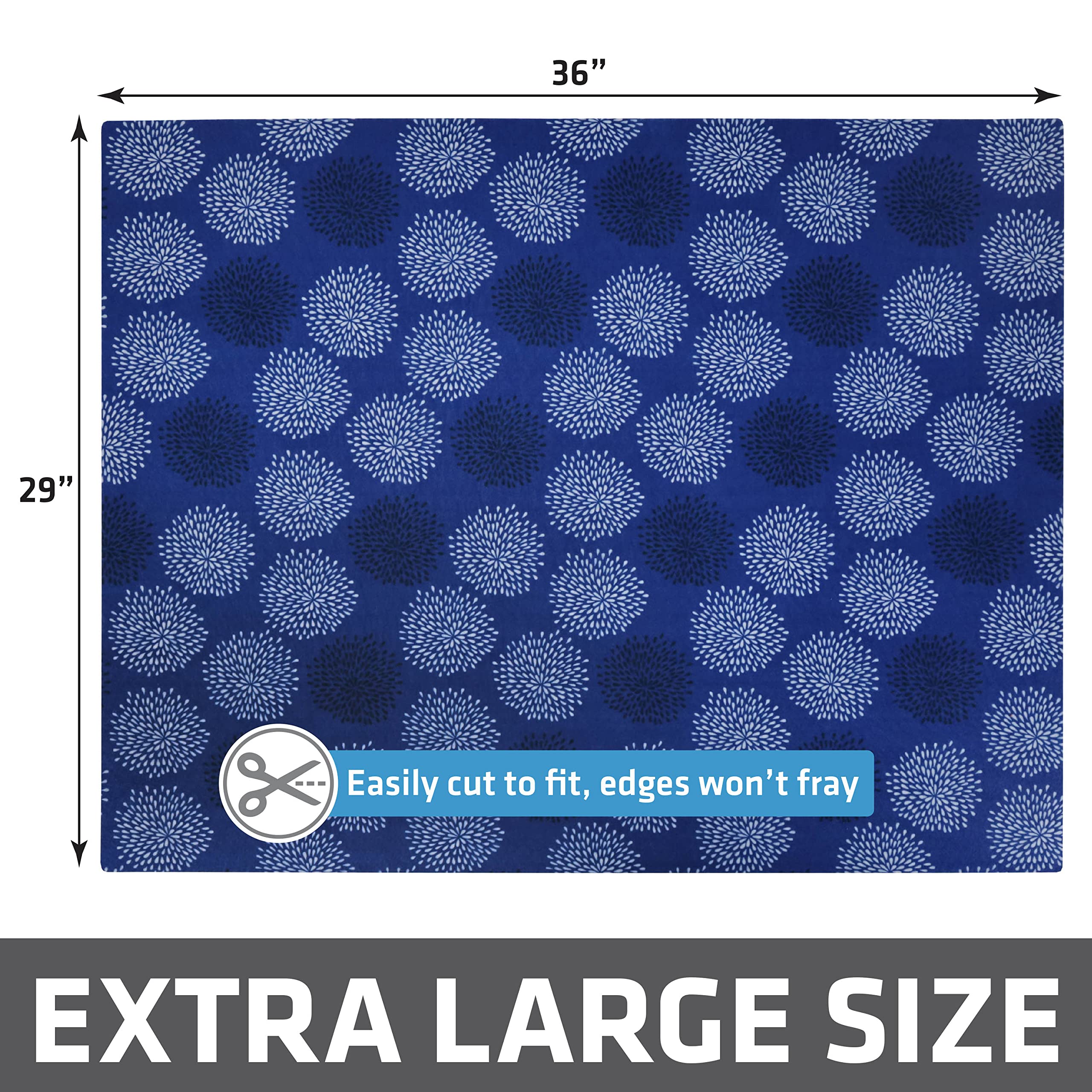 Drymate XL Original Cat Litter Mat, Contains Mess from Box, Protects Floors, Urine-Proof, Machine Washable, Soft on Kitty Paws, Absorbent, Waterproof (USA Made, Recycled Content)(29”x36”)(Blue Floral) -Like New