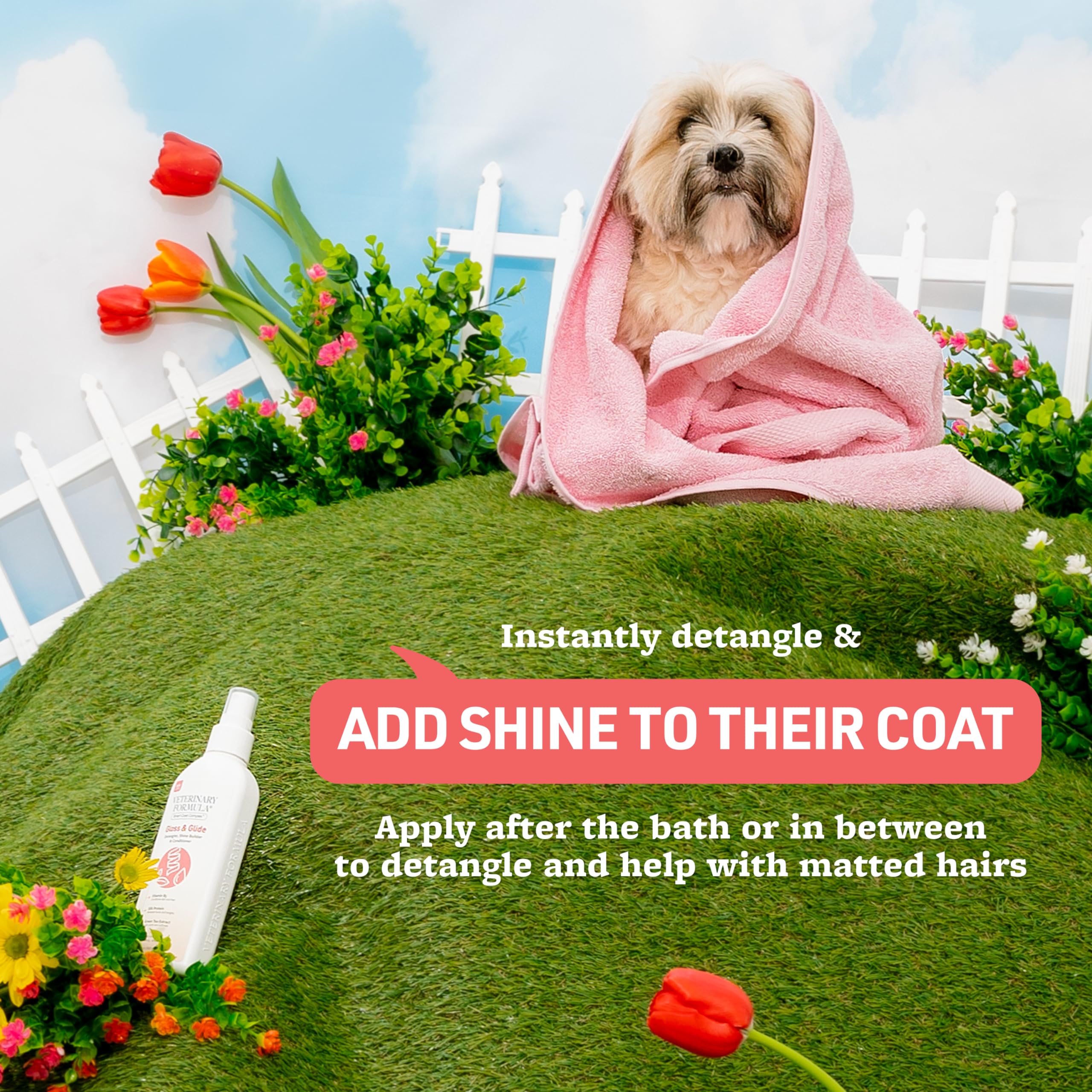 Veterinary Formula Smart Coat Complex Gloss & Glide Detangler, 8 Fl Oz - Shine Builder, Conditioner Spray For Dogs - Quickly Det