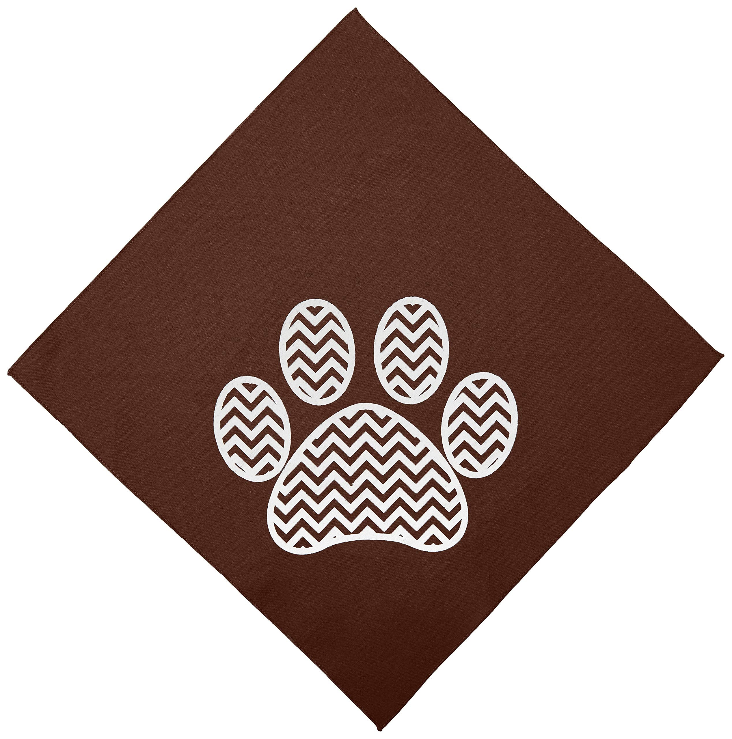 Mirage Pet Products Chevron Paw Screen Print Bandana, Brown, Small