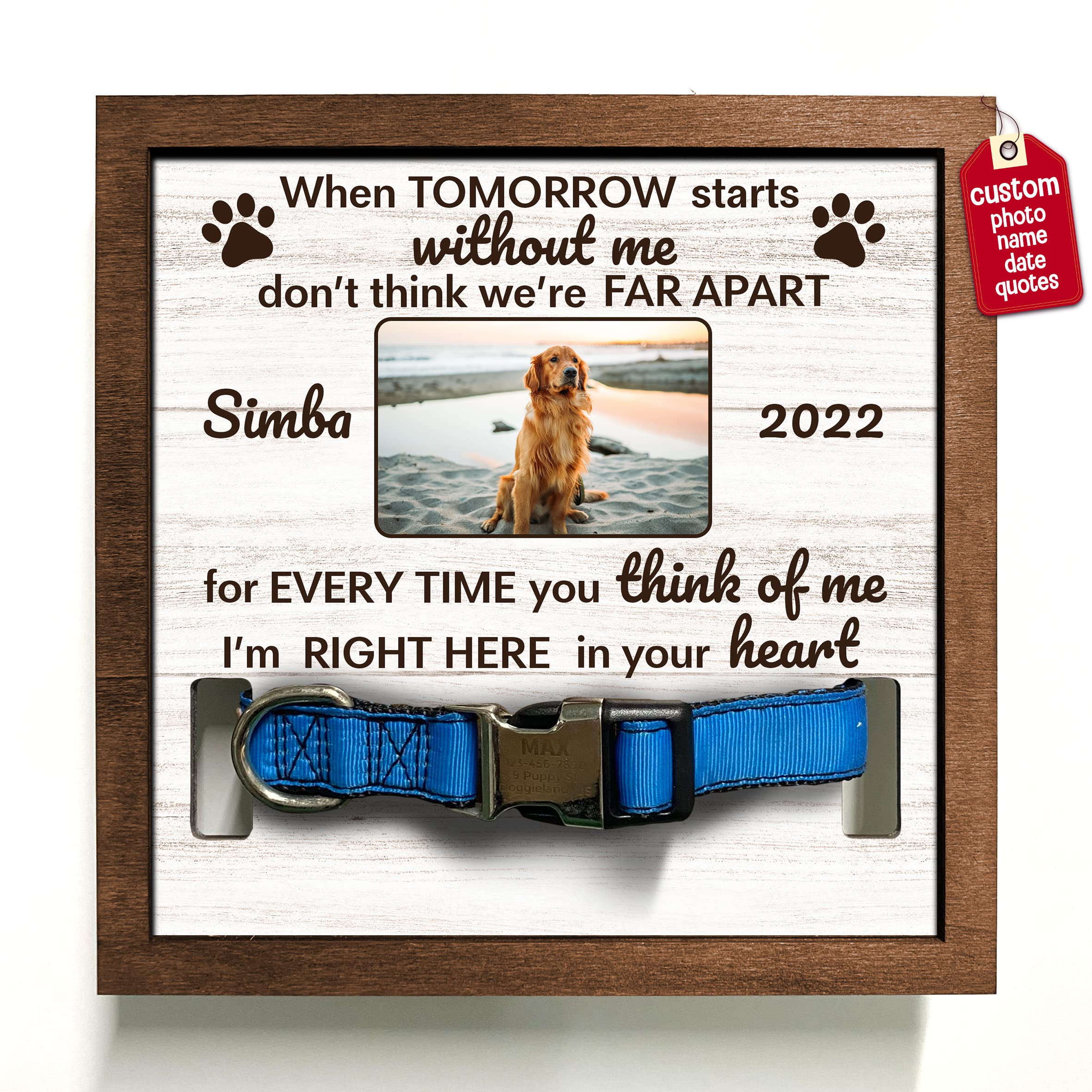 Bfigift Customized Dog Collar Frame Memorial Pet Loss Sign For Dogs Lovers Gifts Pet Wood Memorial For Tabletops Someone Who Los