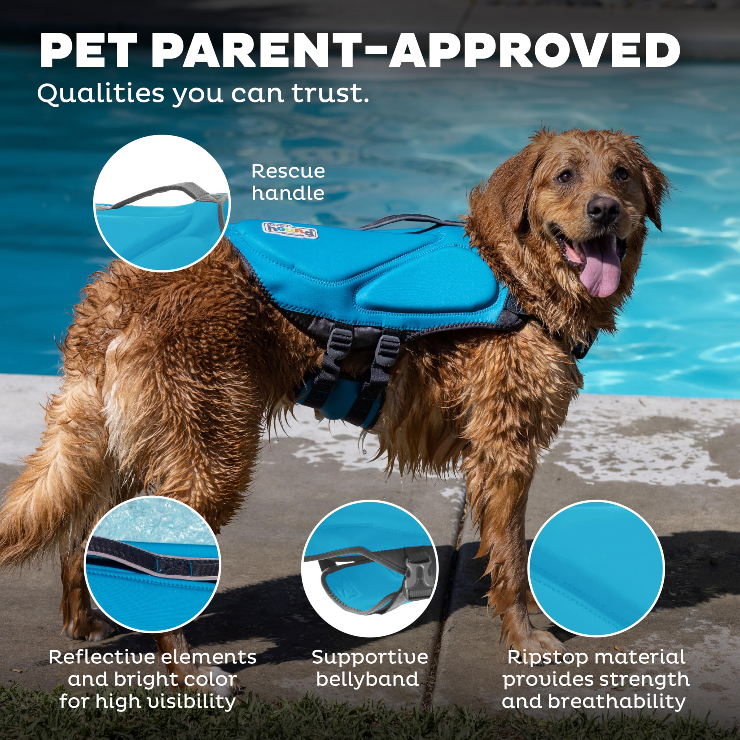 Outward Hound Dog Life Jacket, Small, Blue, Chest Girth 16"-20", Model 70361