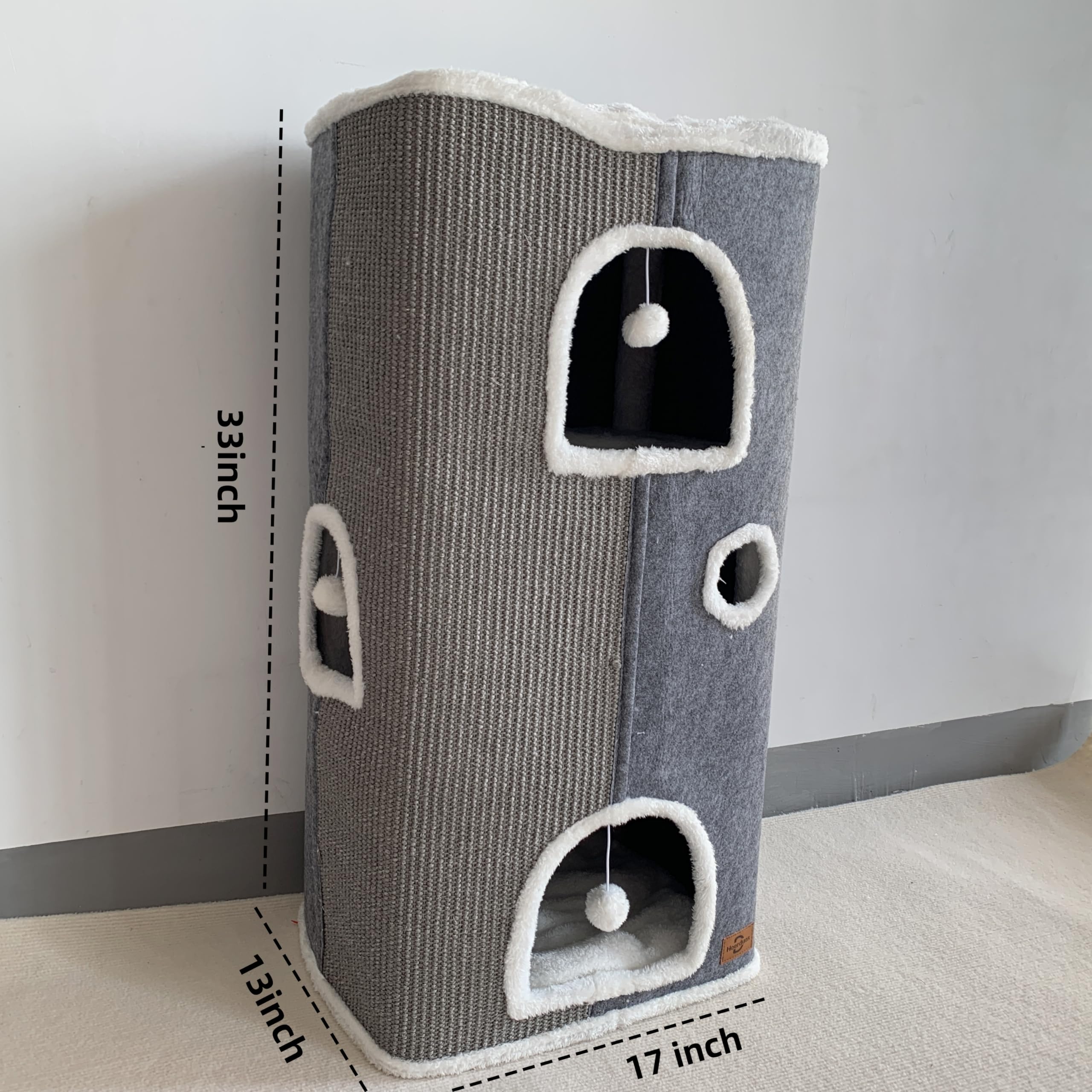 4-Level Cat House For Indoor Cats,Covered Cat Beds And Furniture With Scratch Pad,Hideaway Cave &Cushions,Modern Cat Tower Condo