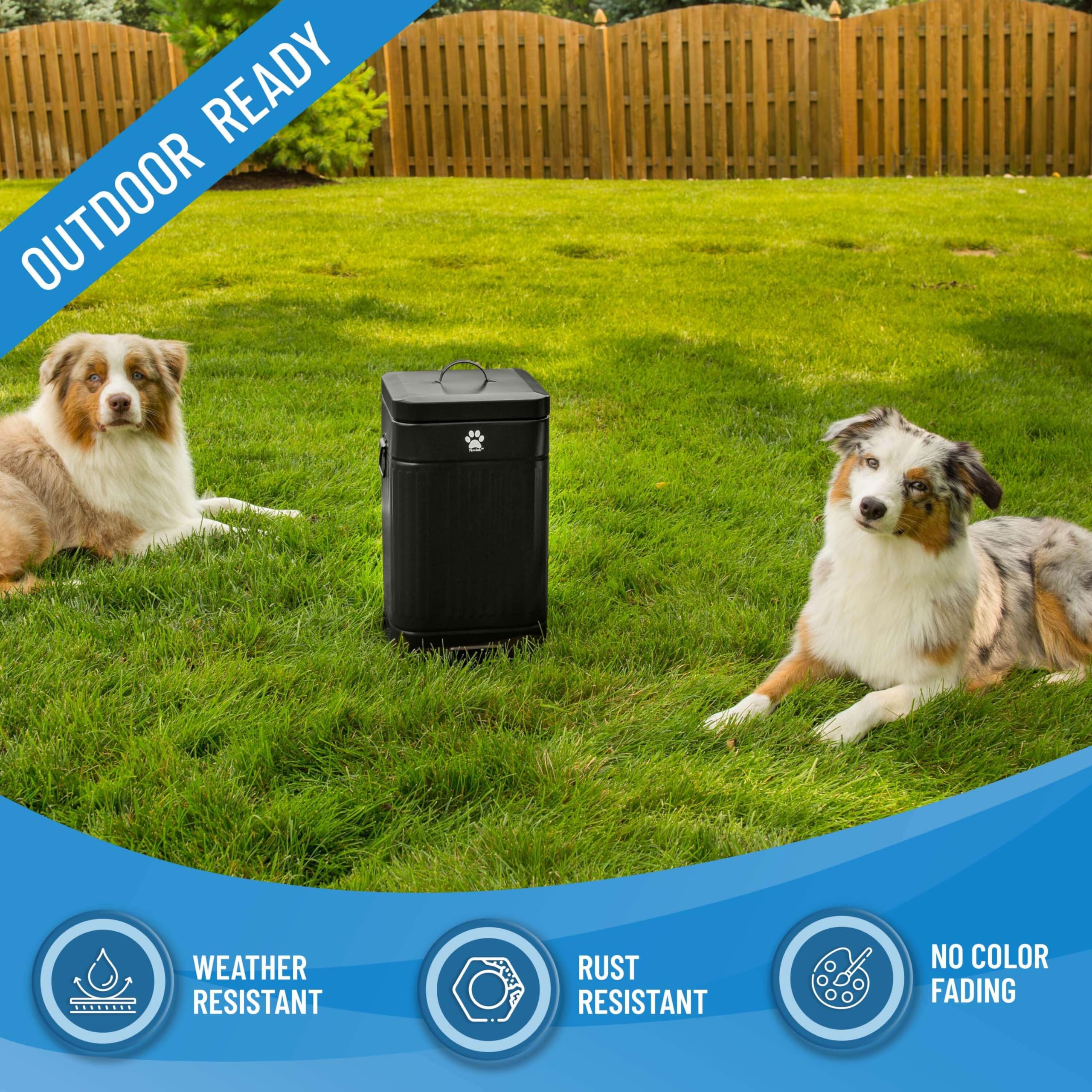 Nevink Dog Poop Trash Can Outside - Outdoor Dog Waste Trash Can With Lid - Odor Proof Waste Station Container For Backyard - 12L