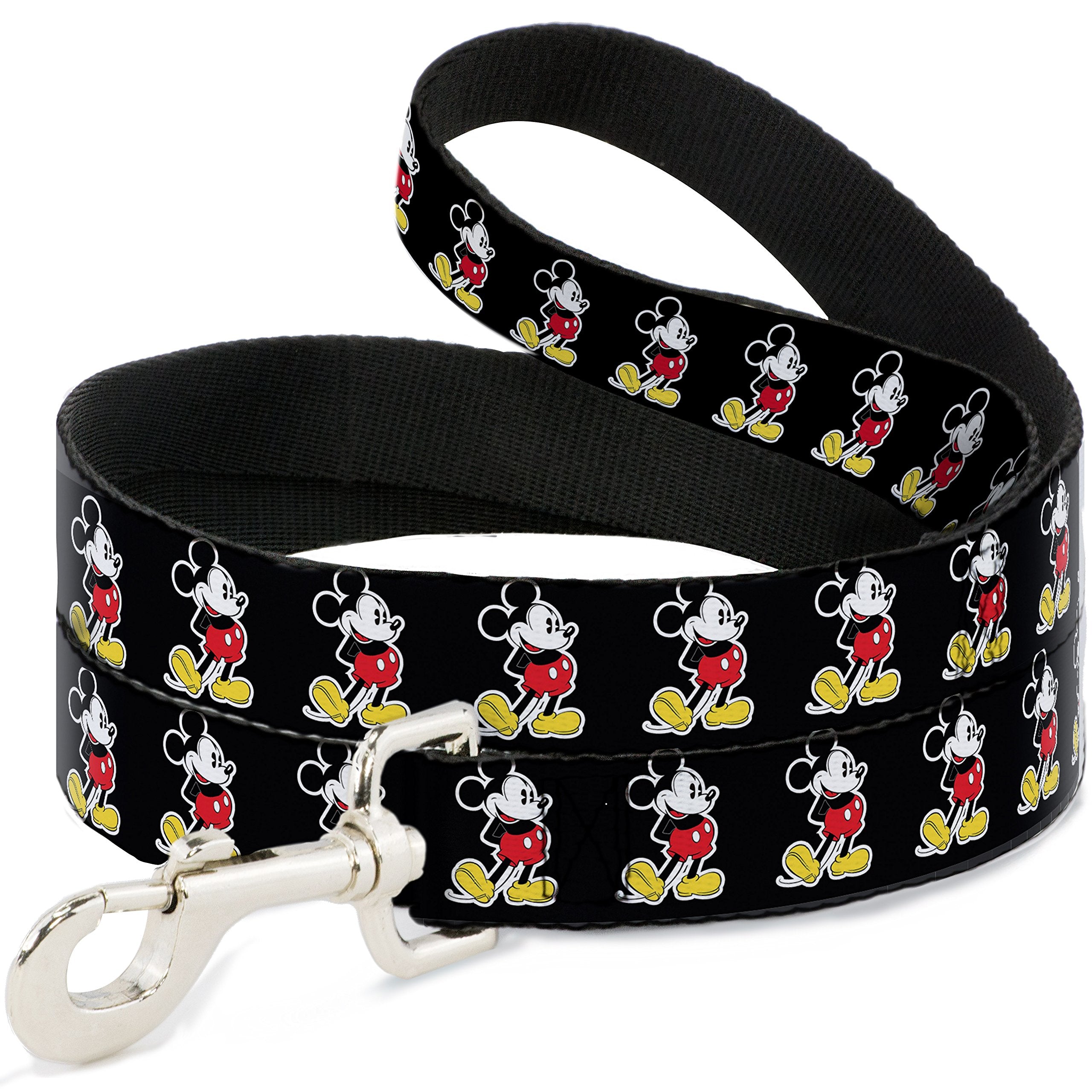 Dog Leash Classic Mickey Mouse Pose Black 4 Feet Long 1.0 Inch Wide