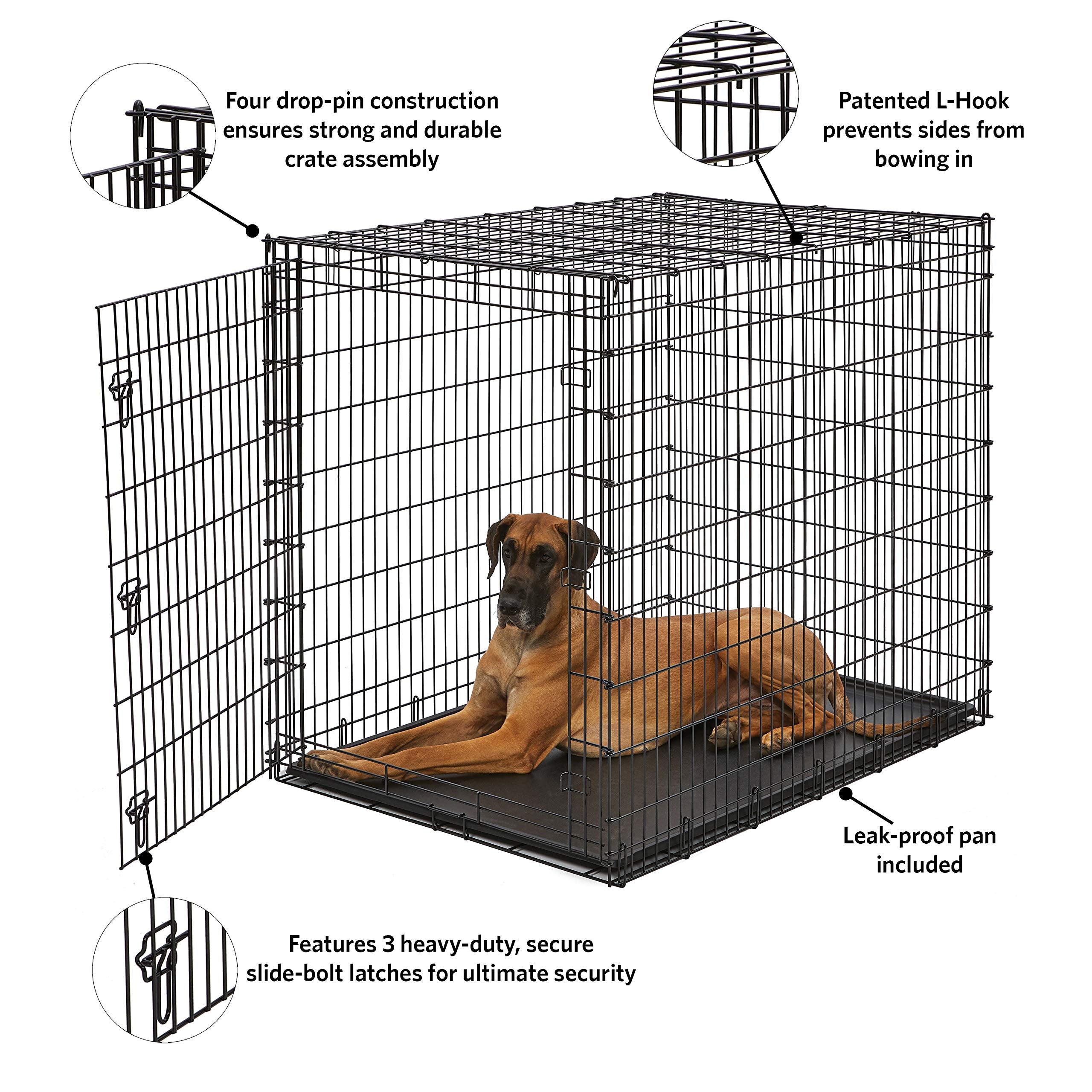 Midwest Homes For Pets Ginormous Single Door 54-Inch Dog Crate For Xxl Dogs Breeds; Great Dane, Mastiff, St. Bernard, Drop Pin A